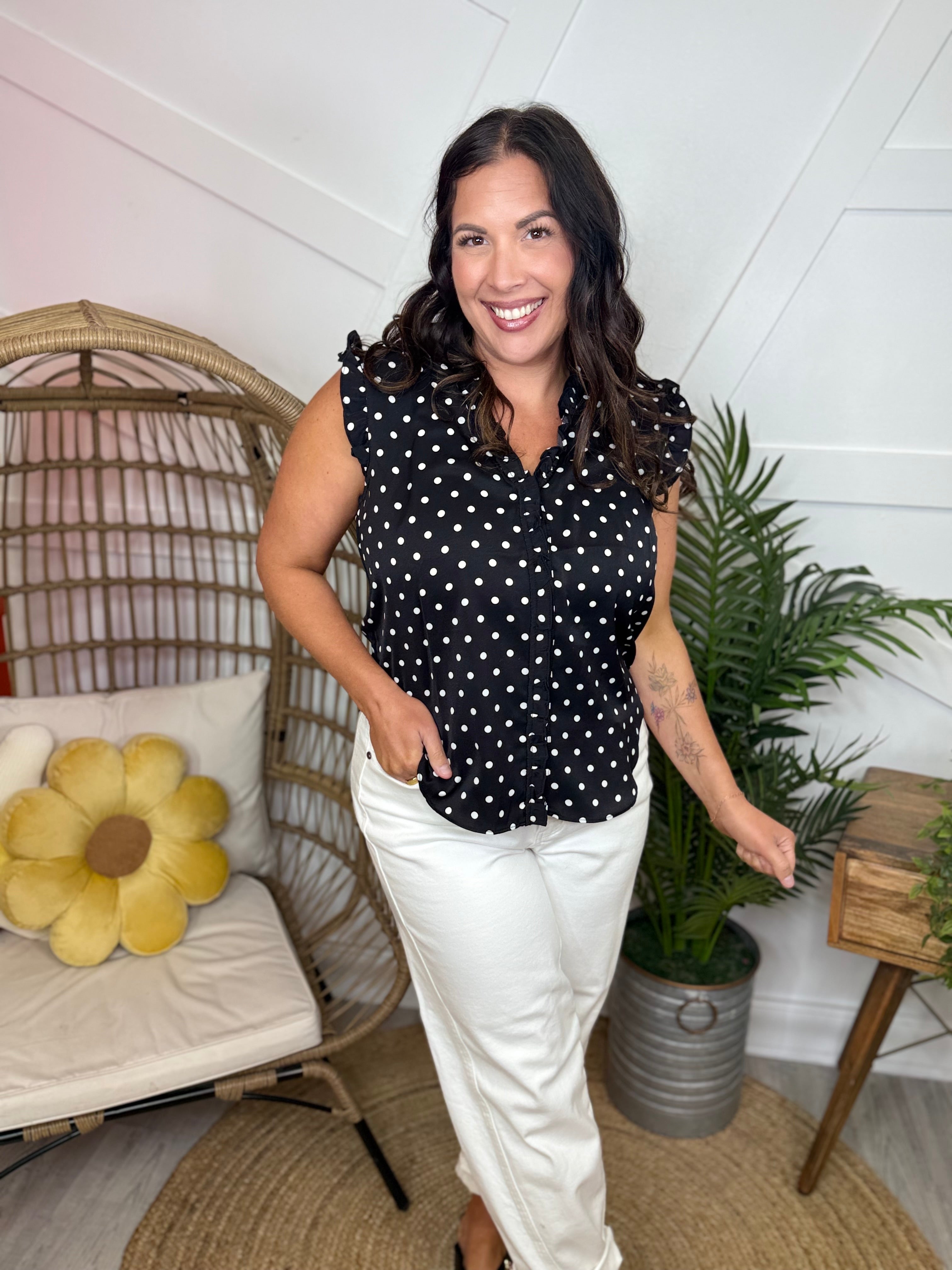 Restock: Dolly Dot Top-110 SHORT SLEEVE TOP-WHITE BIRCH-Heathered Boho Boutique, Women's Fashion and Accessories in Palmetto, FL