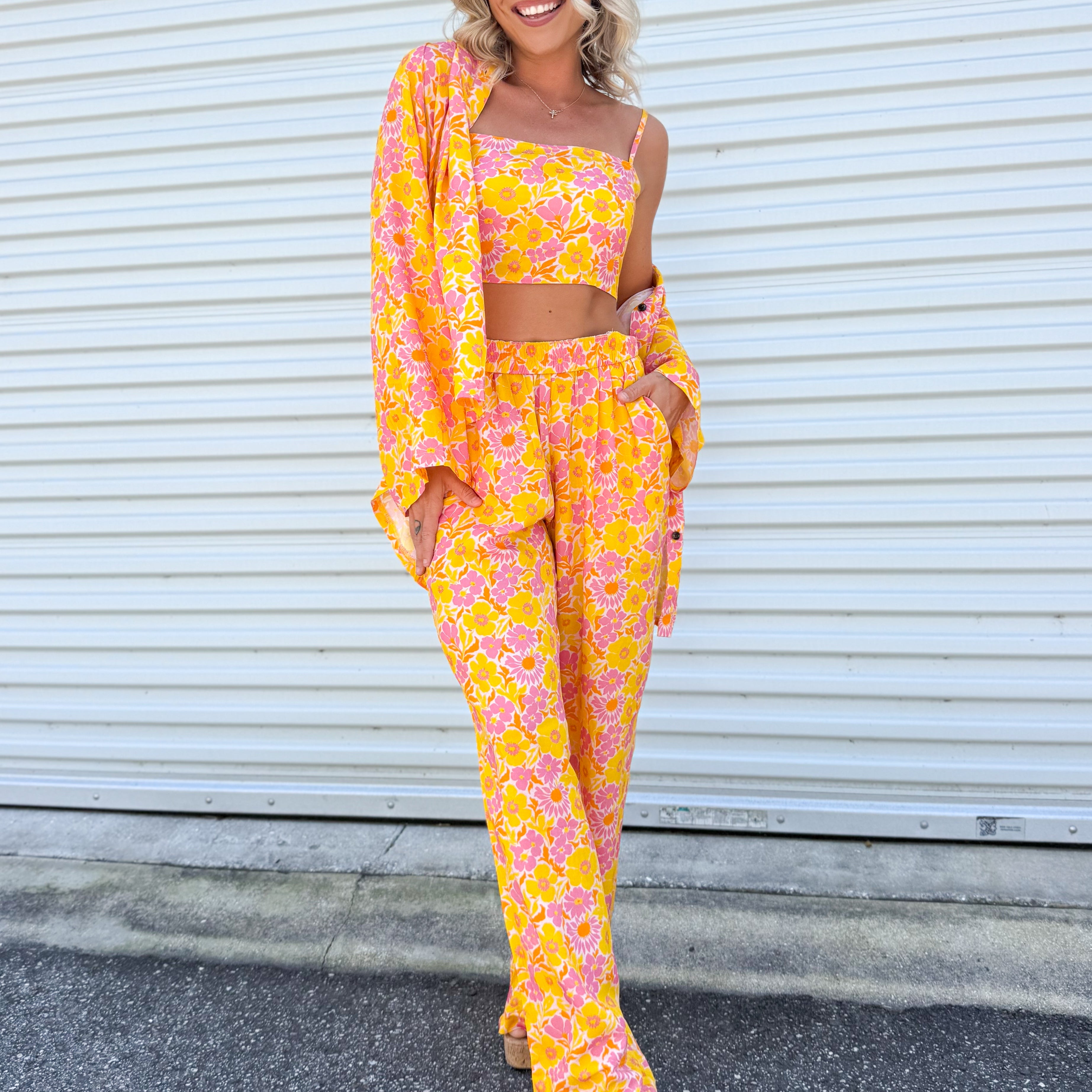 PINK LEMONADE SUMMER SET-240 Activewear/Sets-Blakeley Designs-Heathered Boho Boutique, Women's Fashion and Accessories in Palmetto, FL