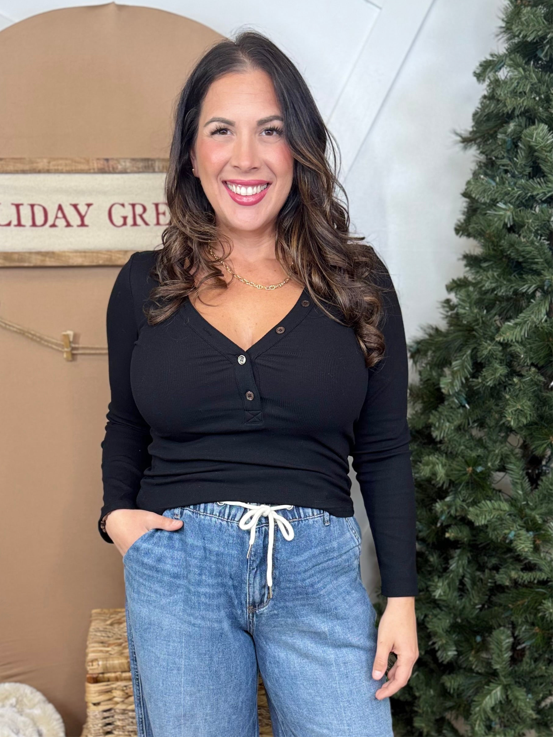 Excuse Me Long Sleeve Top-120 LONG SLEEVE TOPS-WHITE BIRCH-Heathered Boho Boutique, Women's Fashion and Accessories in Palmetto, FL