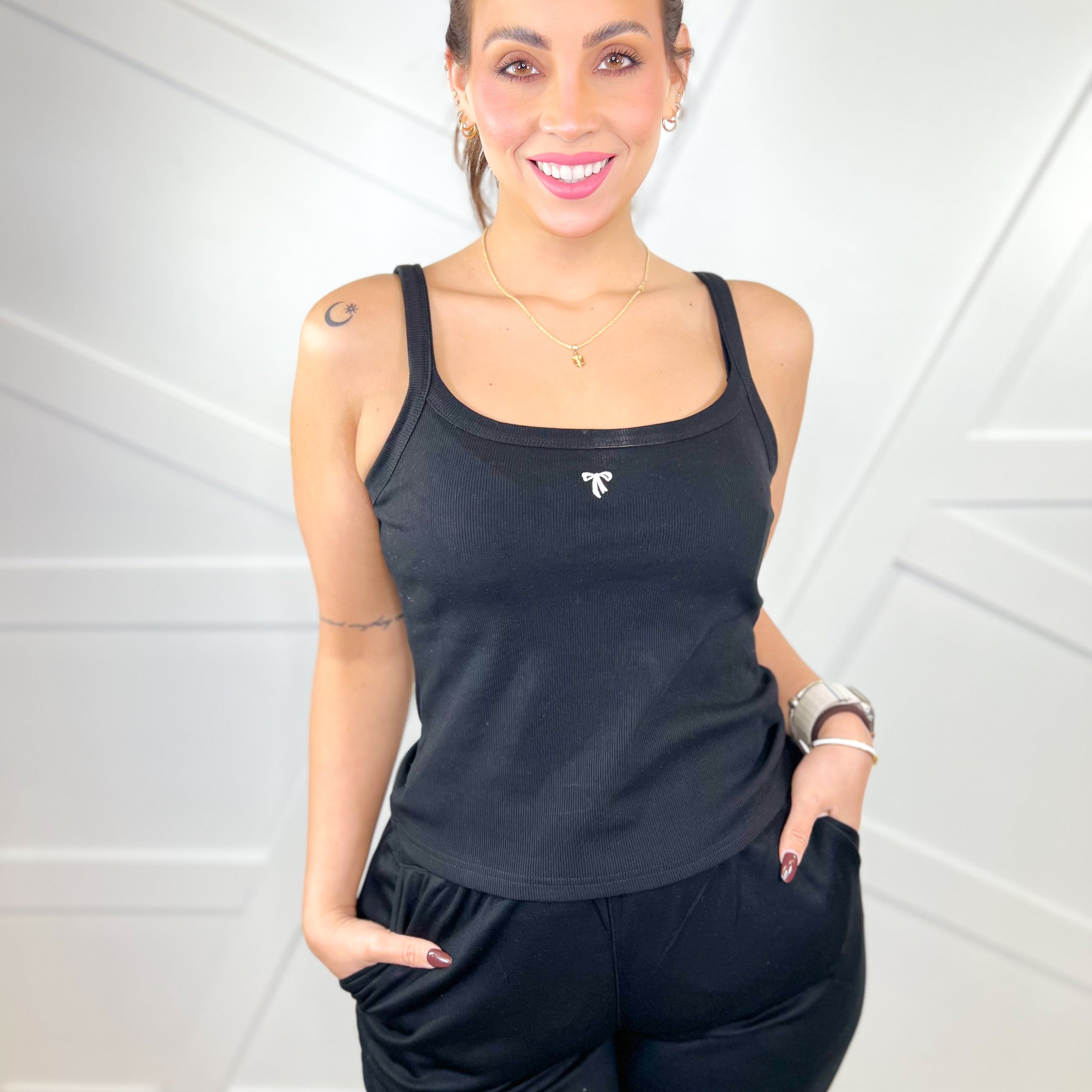 Bow Tank Top-100 TANK/CROP TOPS-White Birch-Heathered Boho Boutique, Women's Fashion and Accessories in Palmetto, FL