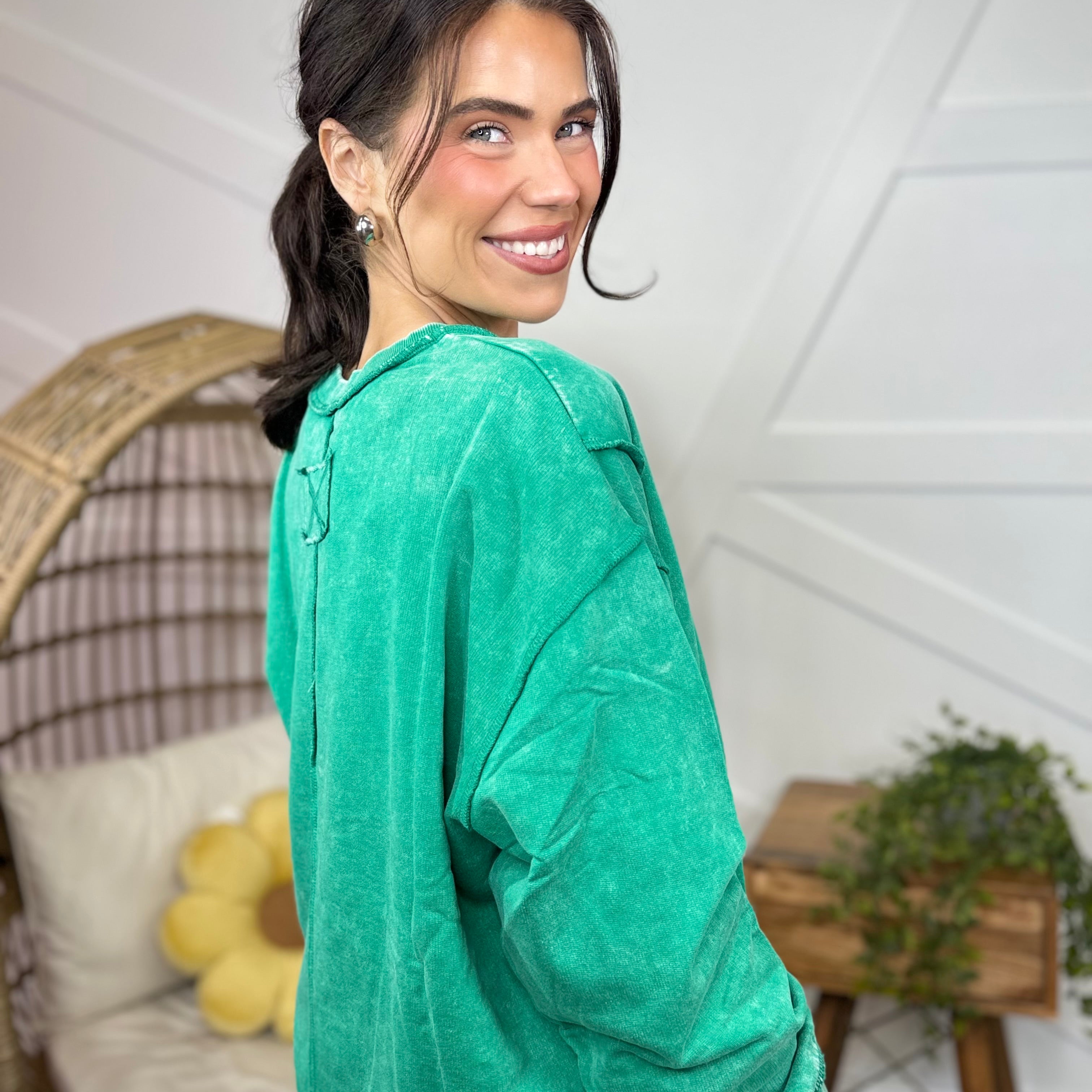 Take Me To The Beach Pullover-120 LONG SLEEVE TOPS-ZENANA-Heathered Boho Boutique, Women's Fashion and Accessories in Palmetto, FL