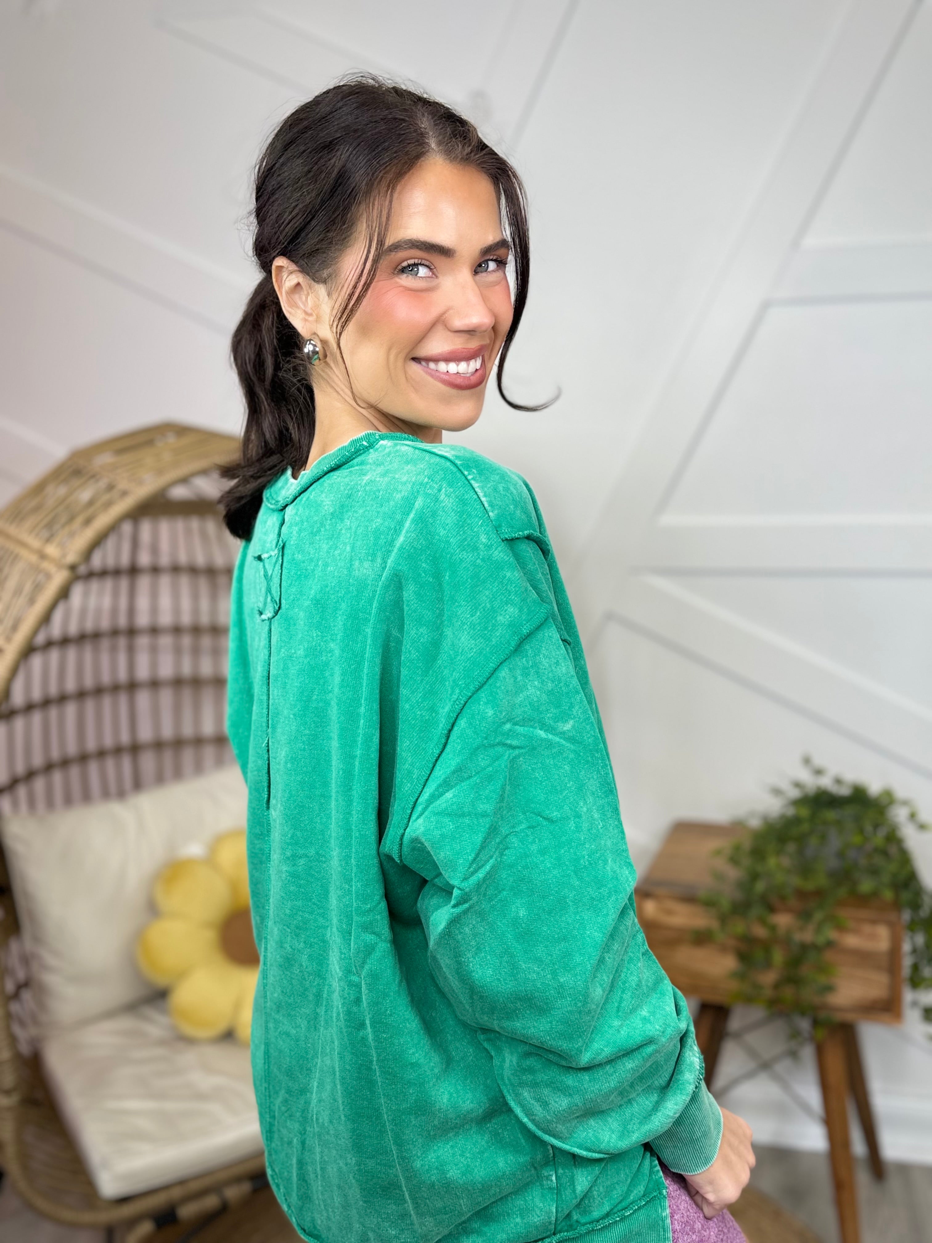 Take Me To The Beach Pullover-120 LONG SLEEVE TOPS-ZENANA-Heathered Boho Boutique, Women's Fashion and Accessories in Palmetto, FL