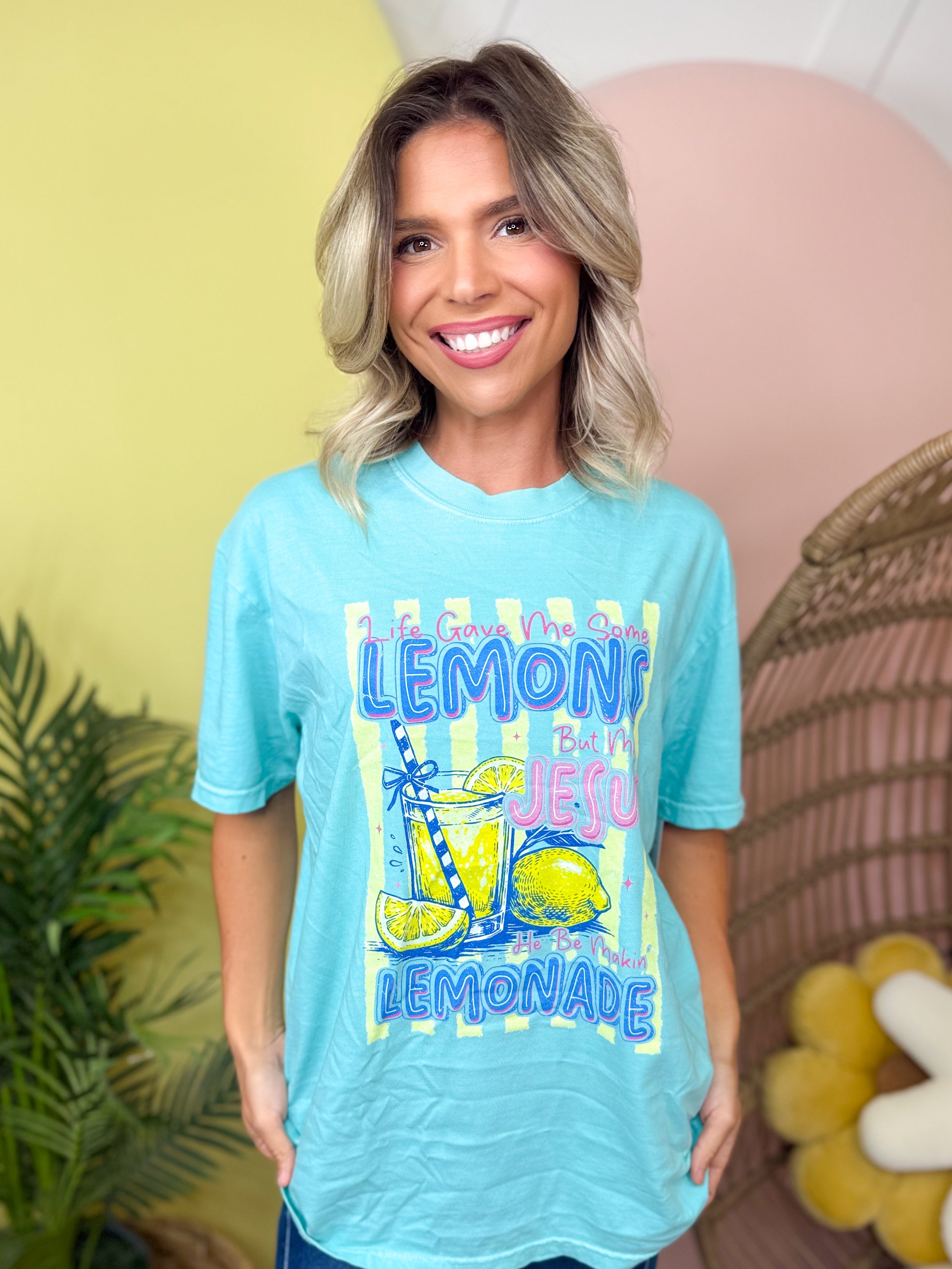 Gave Me Lemons Graphic Tee-130 Graphic Tees-Heathered Boho-Heathered Boho Boutique, Women's Fashion and Accessories in Palmetto, FL