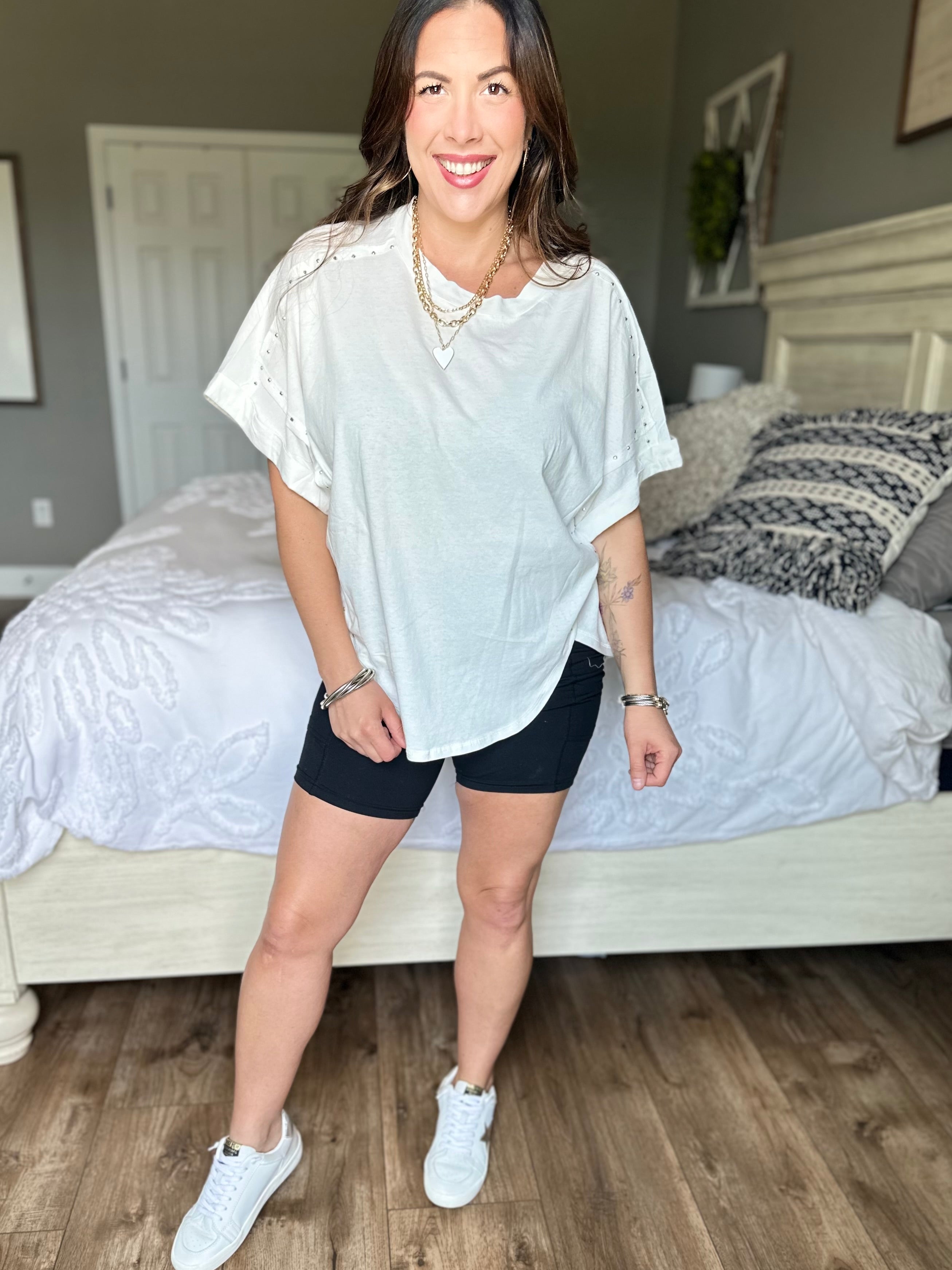 Sweet Talk Top-110 SHORT SLEEVE TOP-White Birch-Heathered Boho Boutique, Women's Fashion and Accessories in Palmetto, FL