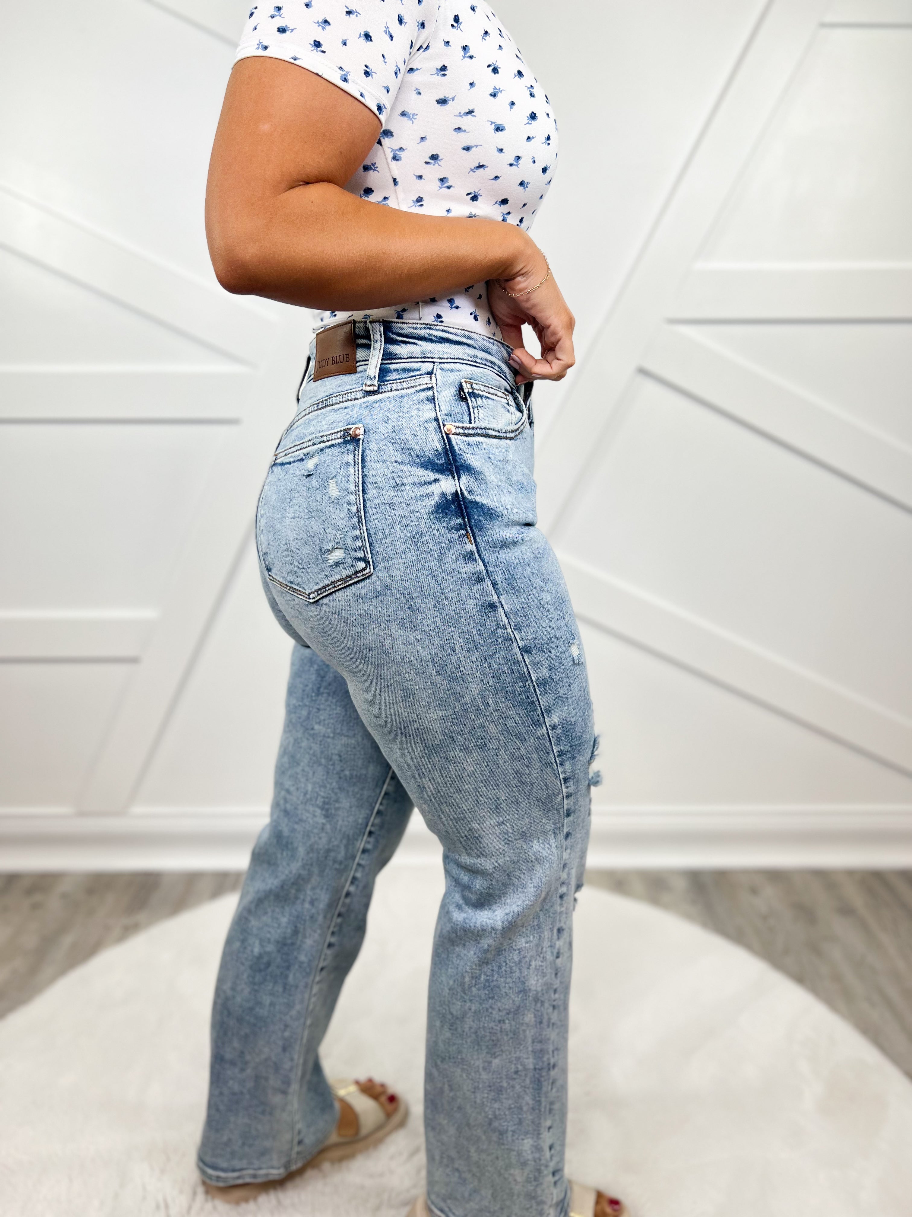 Retro Remix Straight Leg Jeans by Judy Blue-190 Jeans-Judy Blue-Heathered Boho Boutique, Women's Fashion and Accessories in Palmetto, FL