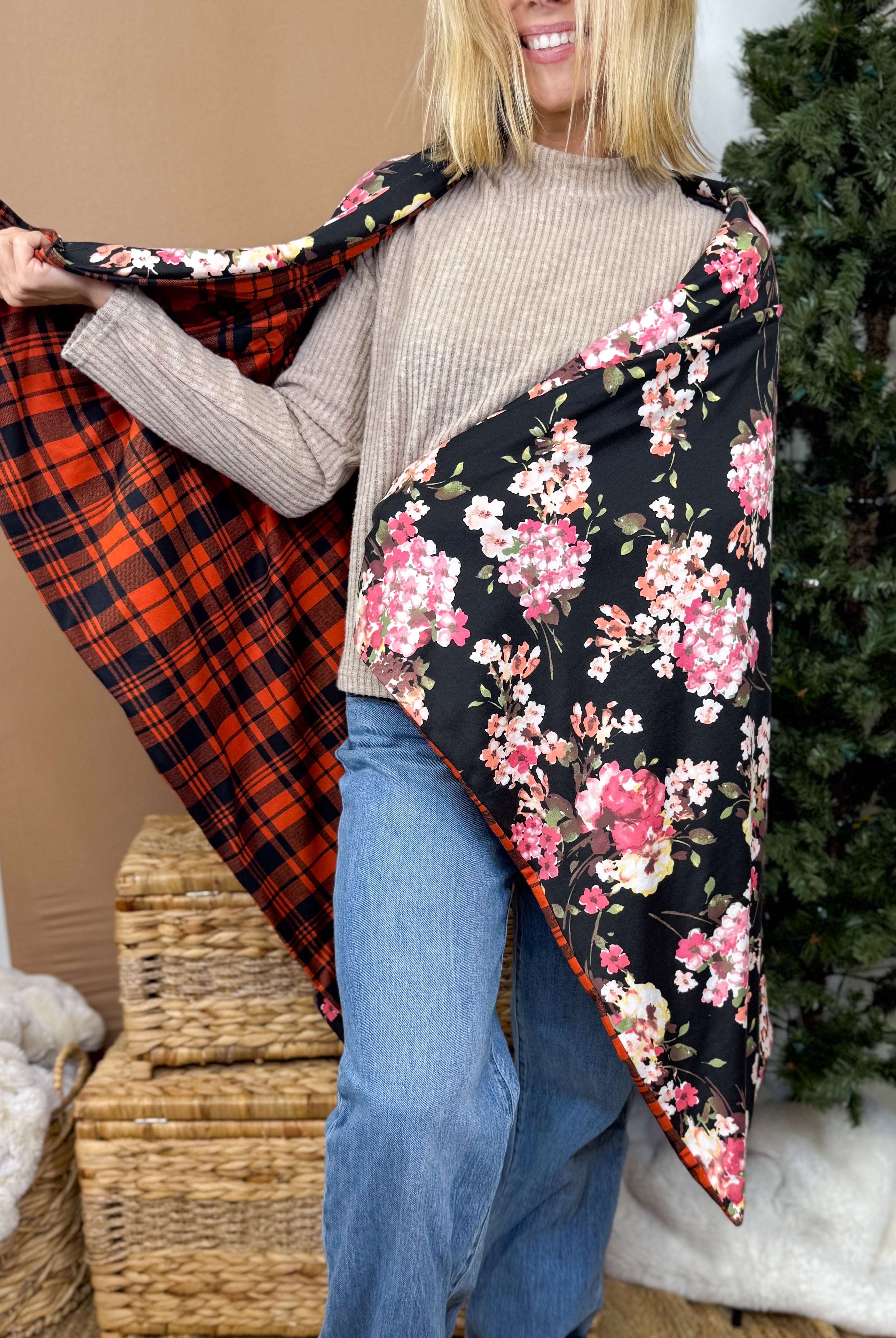 Noir Garden Dreamer Blanket-340 Other Accessories-Heathered Boho-Heathered Boho Boutique, Women's Fashion and Accessories in Palmetto, FL