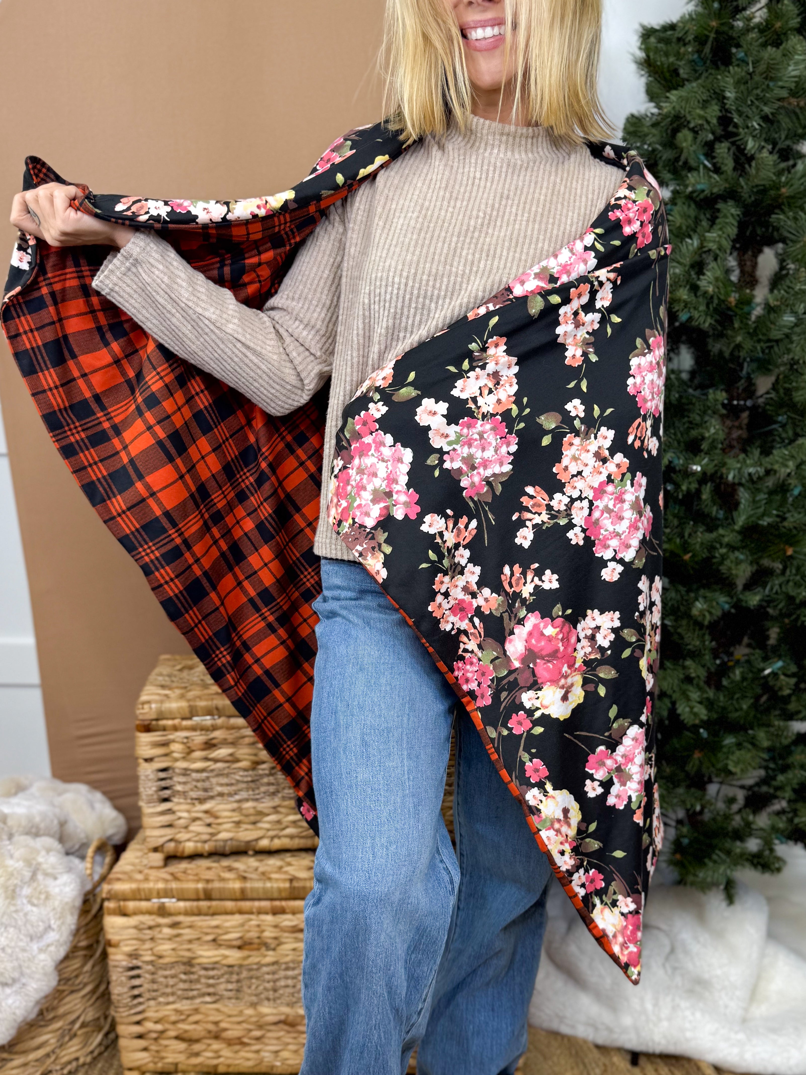 Noir Garden Dreamer Blanket-340 Other Accessories-Heathered Boho-Heathered Boho Boutique, Women's Fashion and Accessories in Palmetto, FL