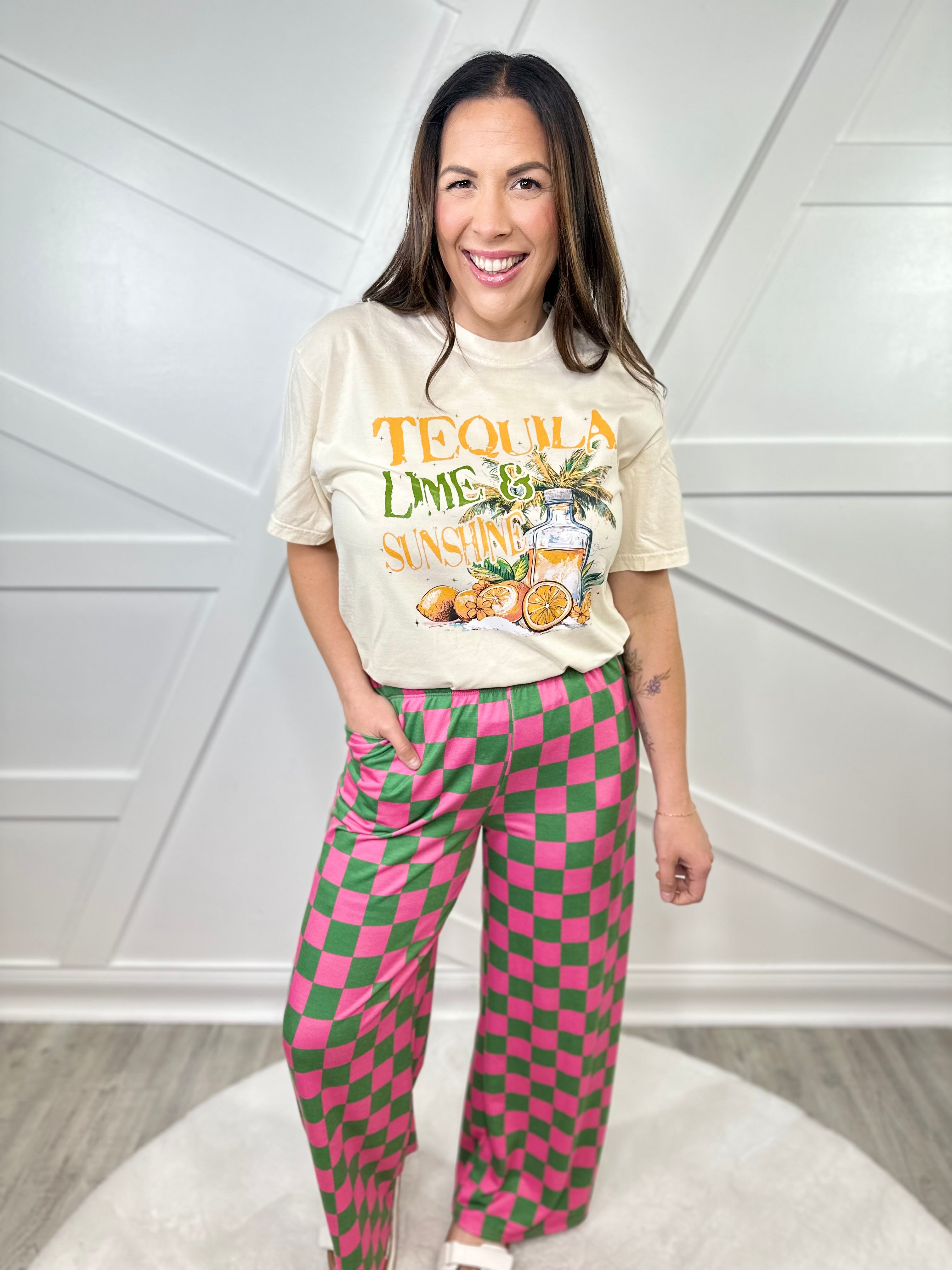 Tequila Lime & Sunshine Graphic Tee-130 Graphic Tees-Heathered Boho-Heathered Boho Boutique, Women's Fashion and Accessories in Palmetto, FL