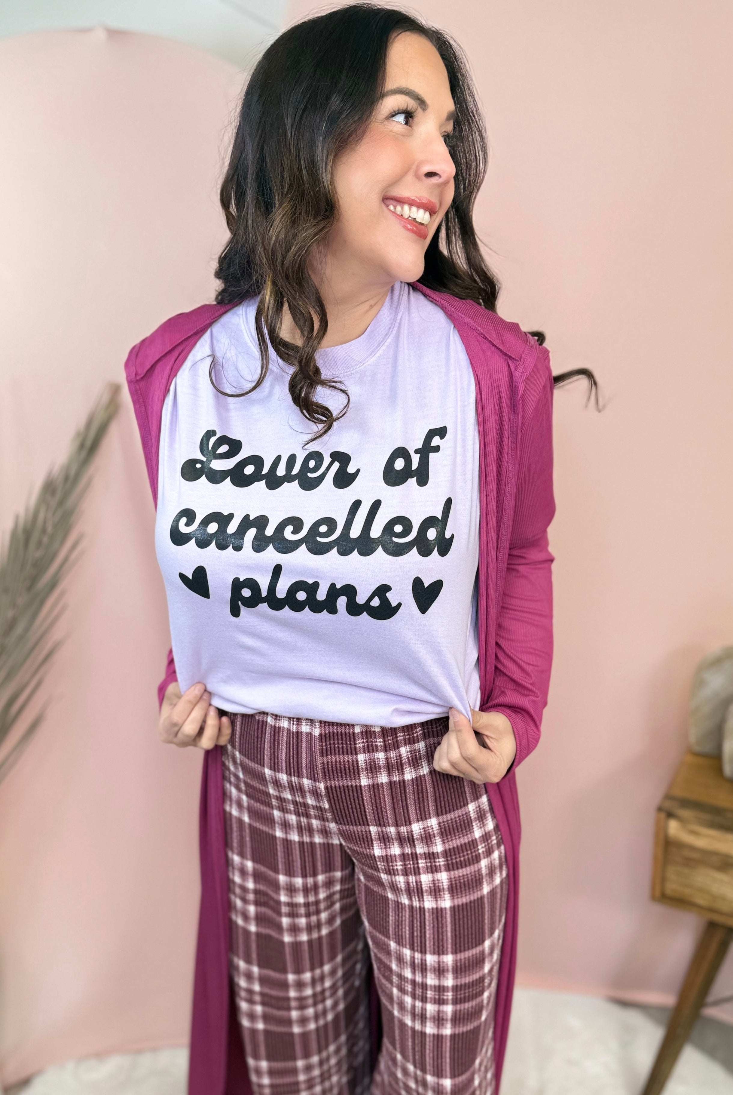 Lover of Cancelled Plans Graphic Tee-130 Graphic Tees-Heathered Boho-Heathered Boho Boutique, Women's Fashion and Accessories in Palmetto, FL