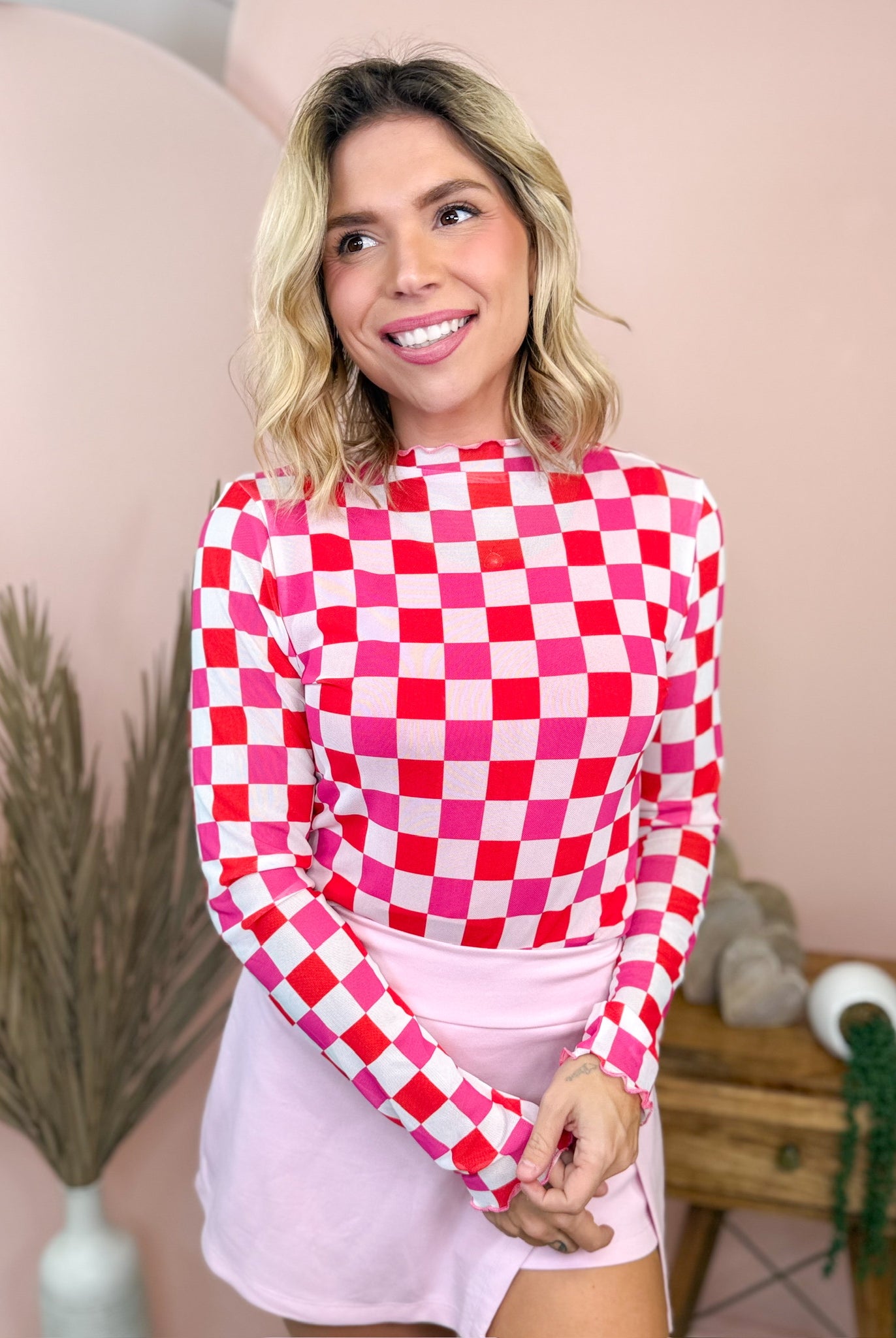 Check Her Out Mesh Top-120 LONG SLEEVE TOPS-Nylon Apparel-Heathered Boho Boutique, Women's Fashion and Accessories in Palmetto, FL