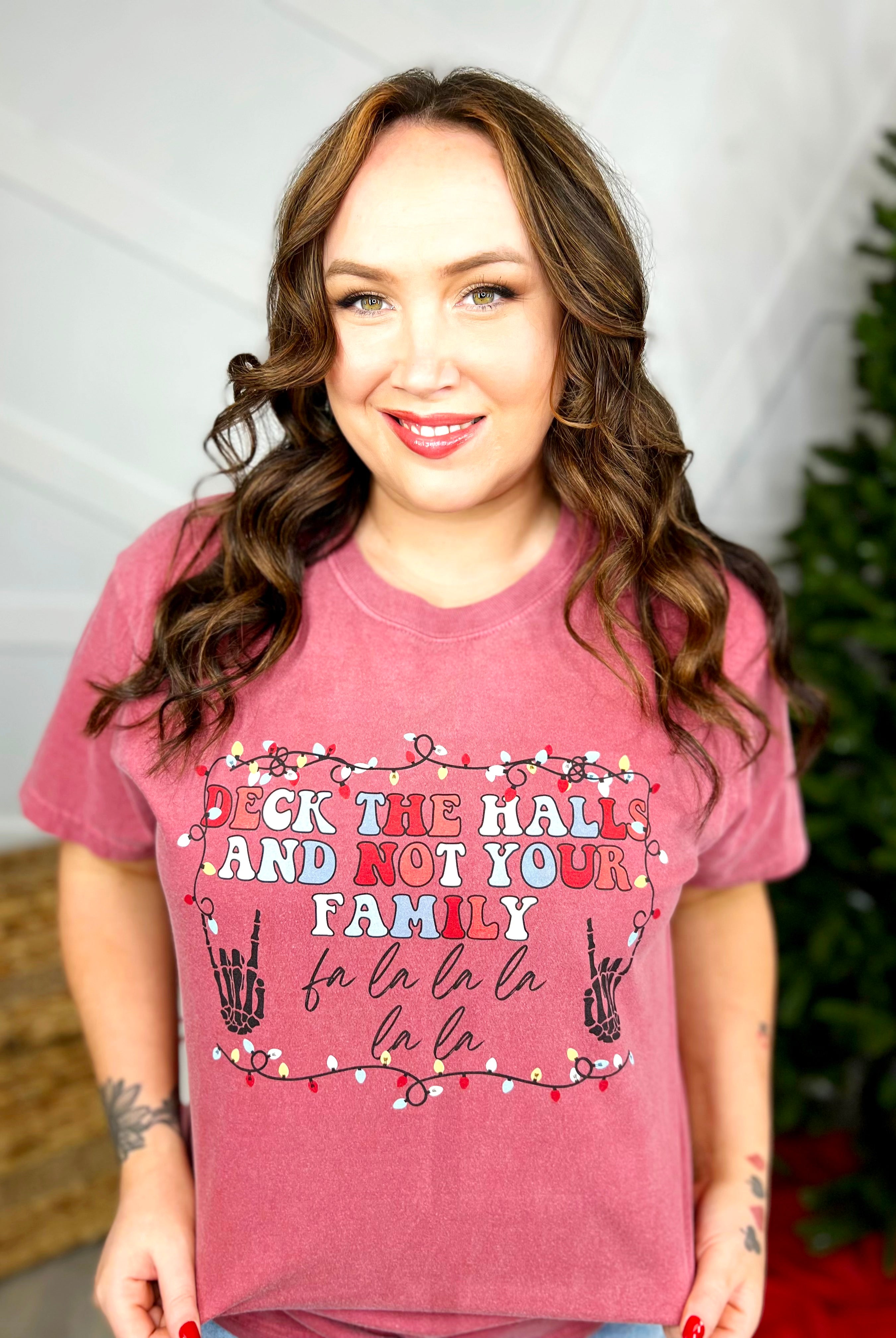Deck the Halls Graphic Tee-130 Graphic Tees-Heathered Boho-Heathered Boho Boutique, Women's Fashion and Accessories in Palmetto, FL