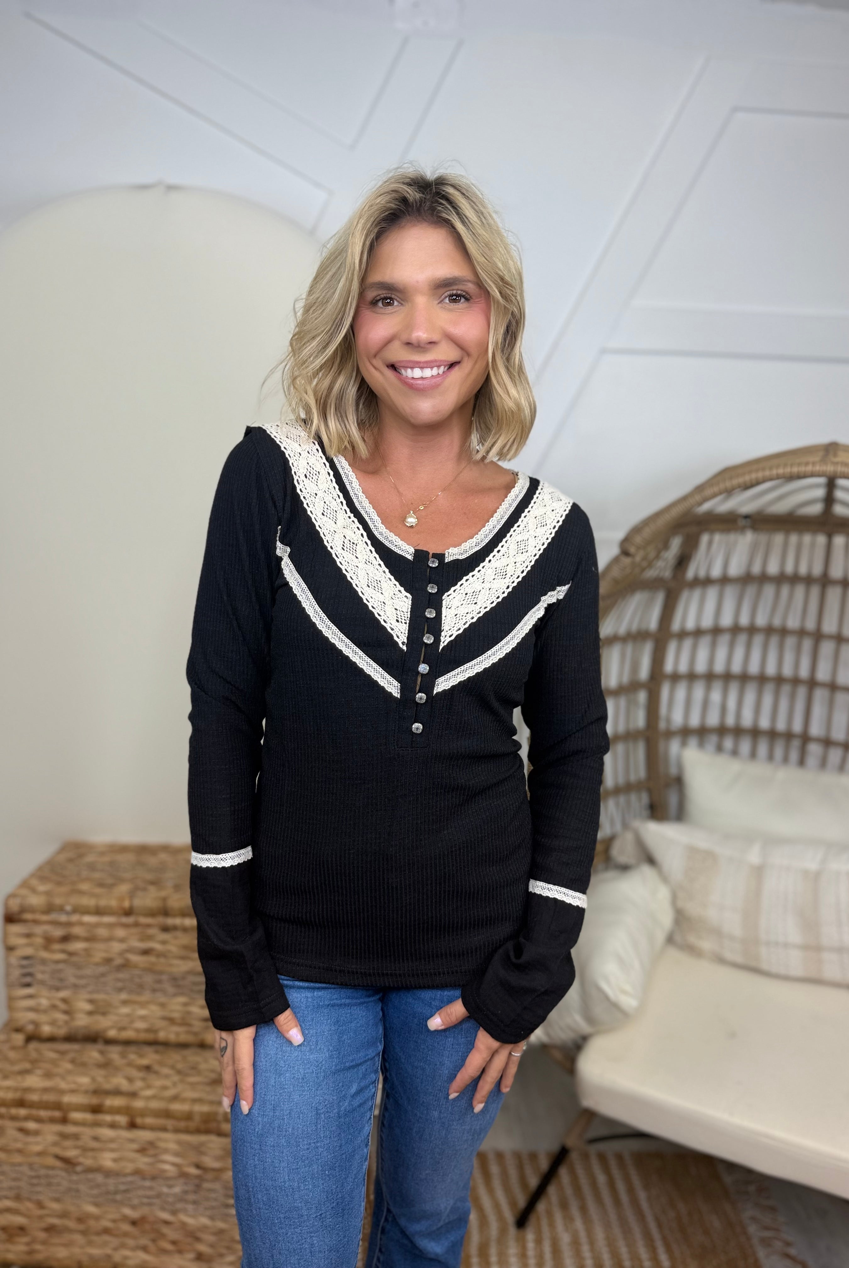 Wednesday Long Sleeve Top-120 Long Sleeve Tops-Pol-Heathered Boho Boutique, Women's Fashion and Accessories in Palmetto, FL