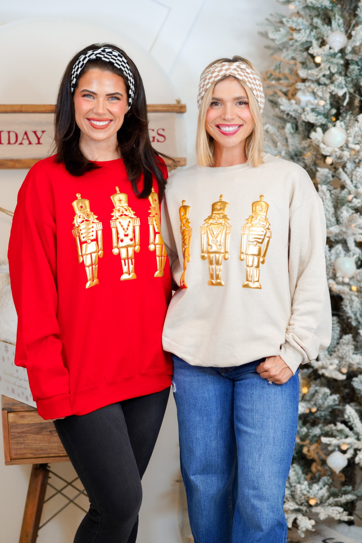 Nutcracker Metallic Puff Graphic Sweatshirt-130 Graphic Tees-SUGAR STITCH-Heathered Boho Boutique, Women's Fashion and Accessories in Palmetto, FL