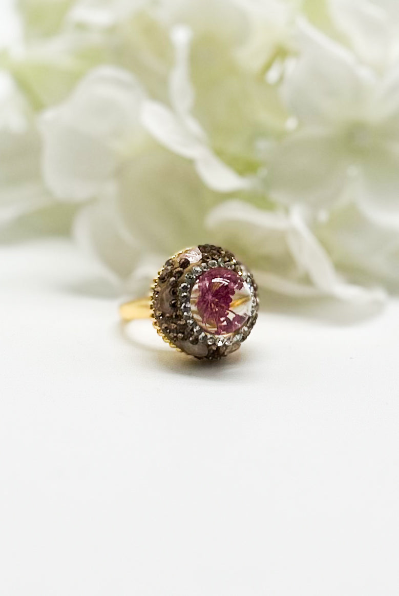 Dried Flower Rhinestone Ring-310 Jewelry-NIHAO JEWELRY-Heathered Boho Boutique, Women's Fashion and Accessories in Palmetto, FL