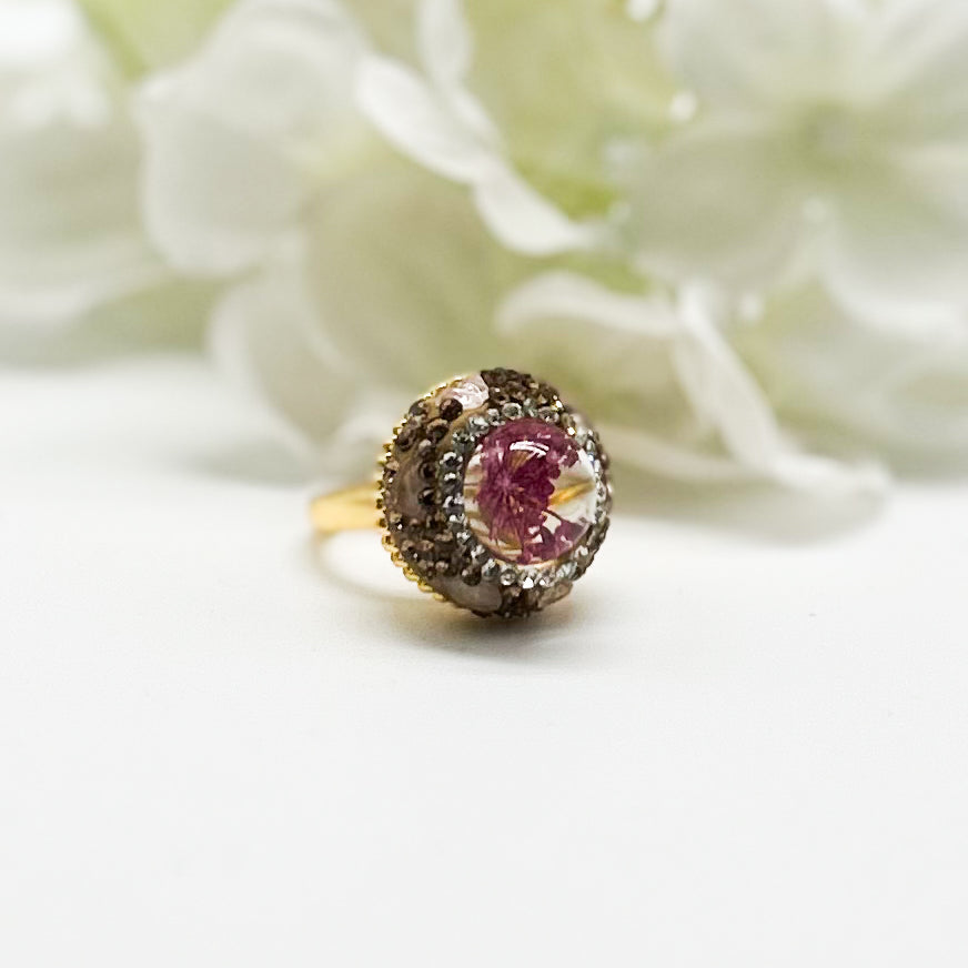 Dried Flower Rhinestone Ring-310 Jewelry-NIHAO JEWELRY-Heathered Boho Boutique, Women's Fashion and Accessories in Palmetto, FL