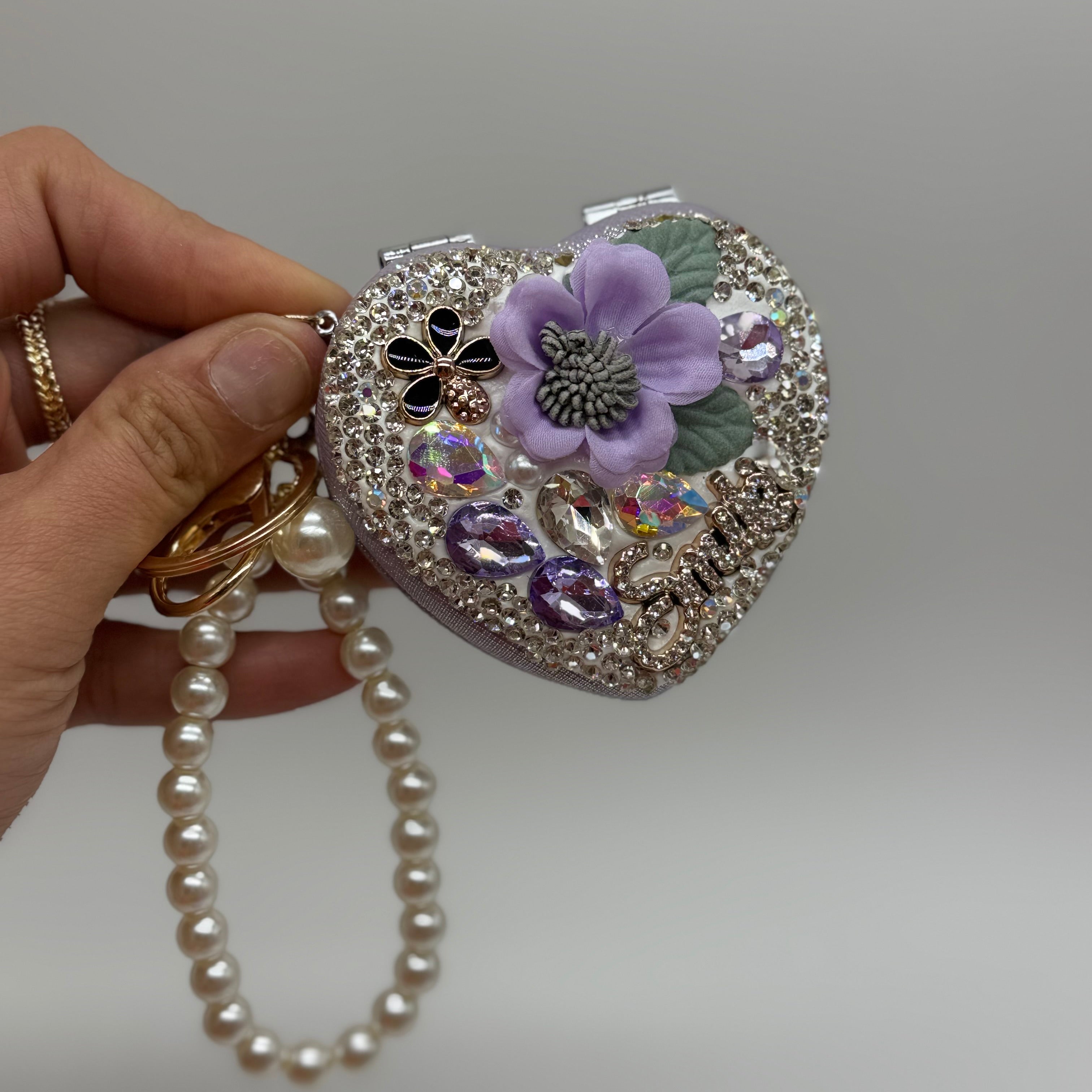 Crystal Bloom Mirror Purse Charm-Heathered Boho-Heathered Boho Boutique, Women's Fashion and Accessories in Palmetto, FL