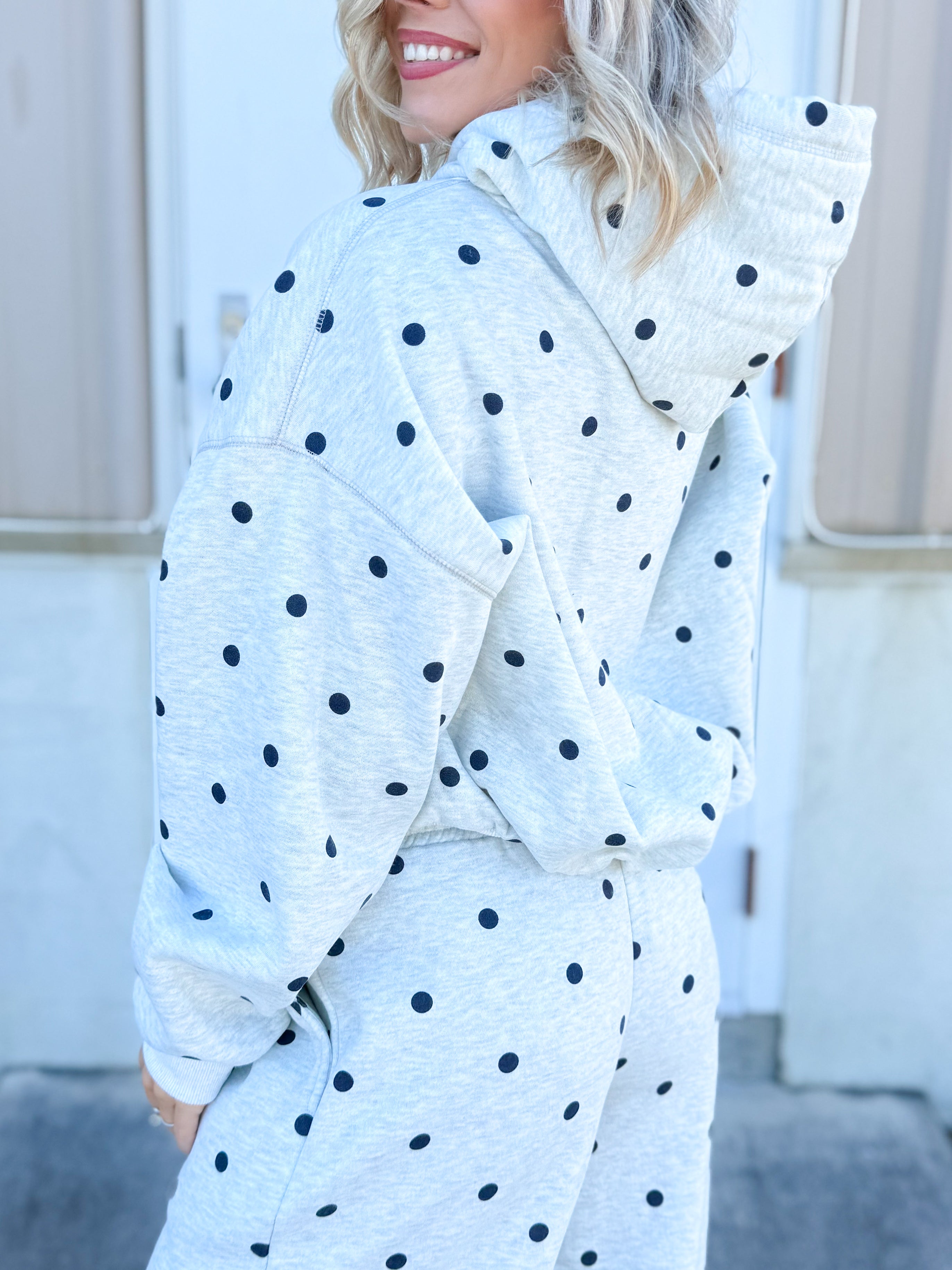 Dotted Hoodie-210 HOODIES-Veveret-Heathered Boho Boutique, Women's Fashion and Accessories in Palmetto, FL