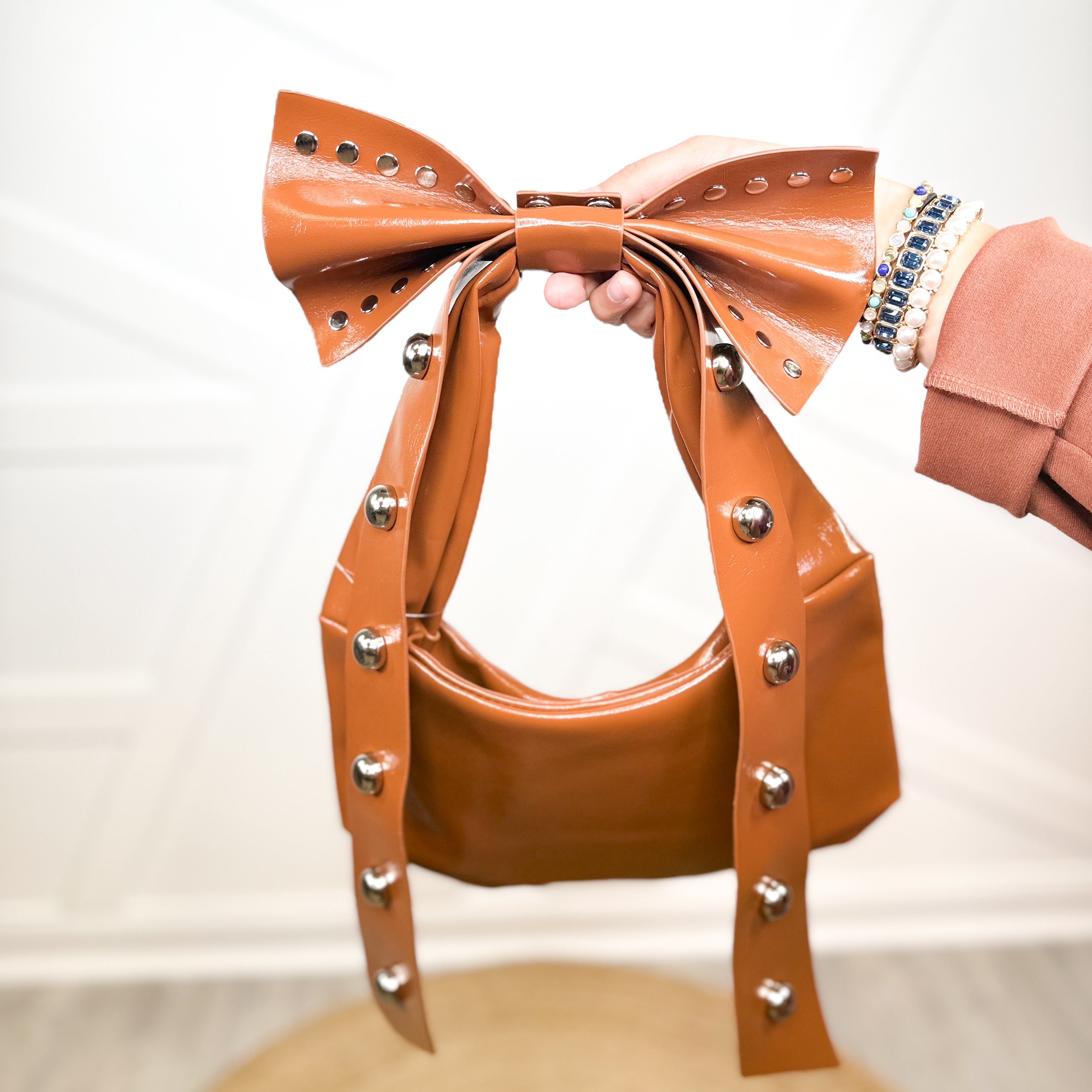 Bow Shoulder Bag-320 Bags-Fame Accessories-Heathered Boho Boutique, Women's Fashion and Accessories in Palmetto, FL