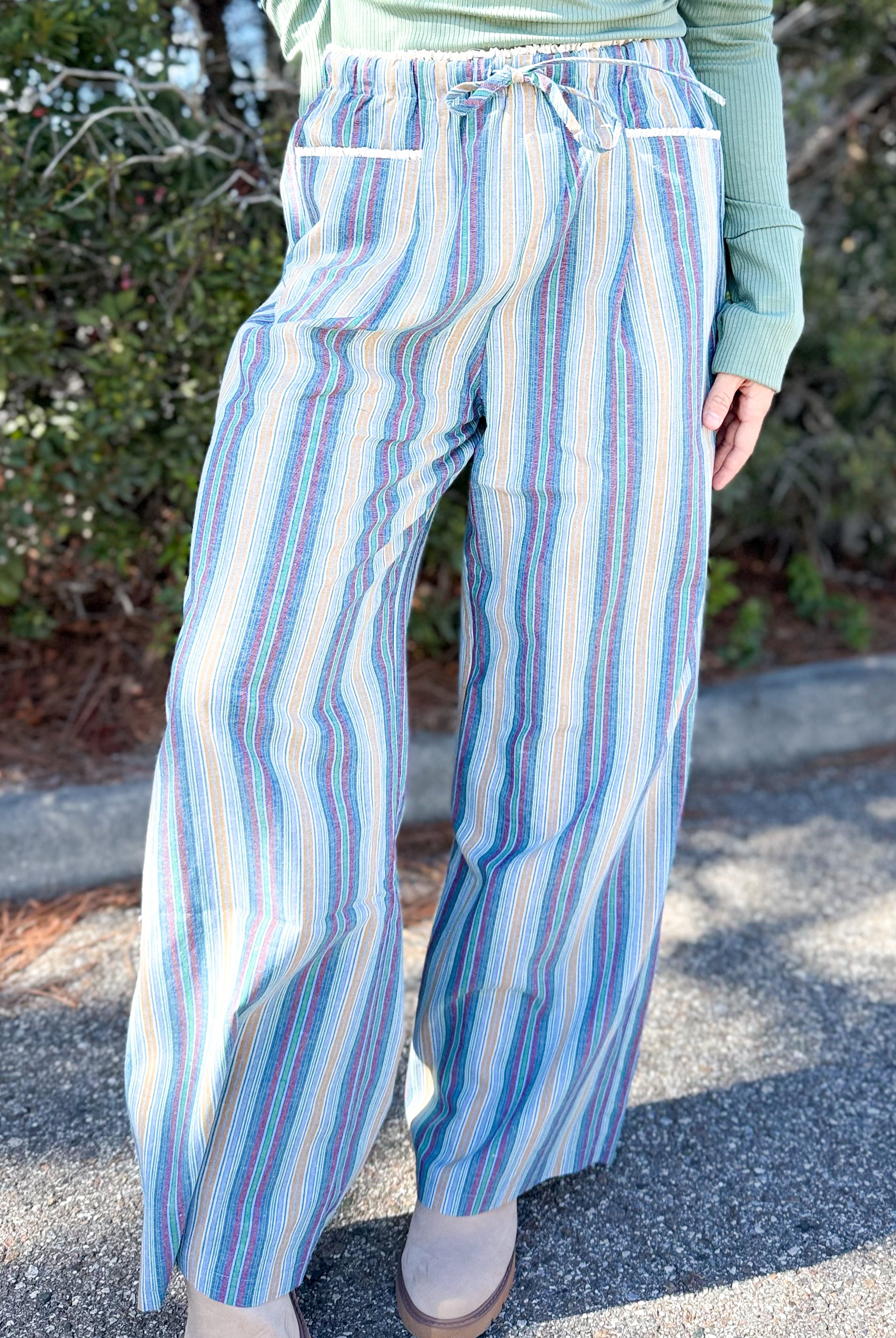Signature Stripe Pants-150 PANTS-JADE BY JANE-Heathered Boho Boutique, Women's Fashion and Accessories in Palmetto, FL