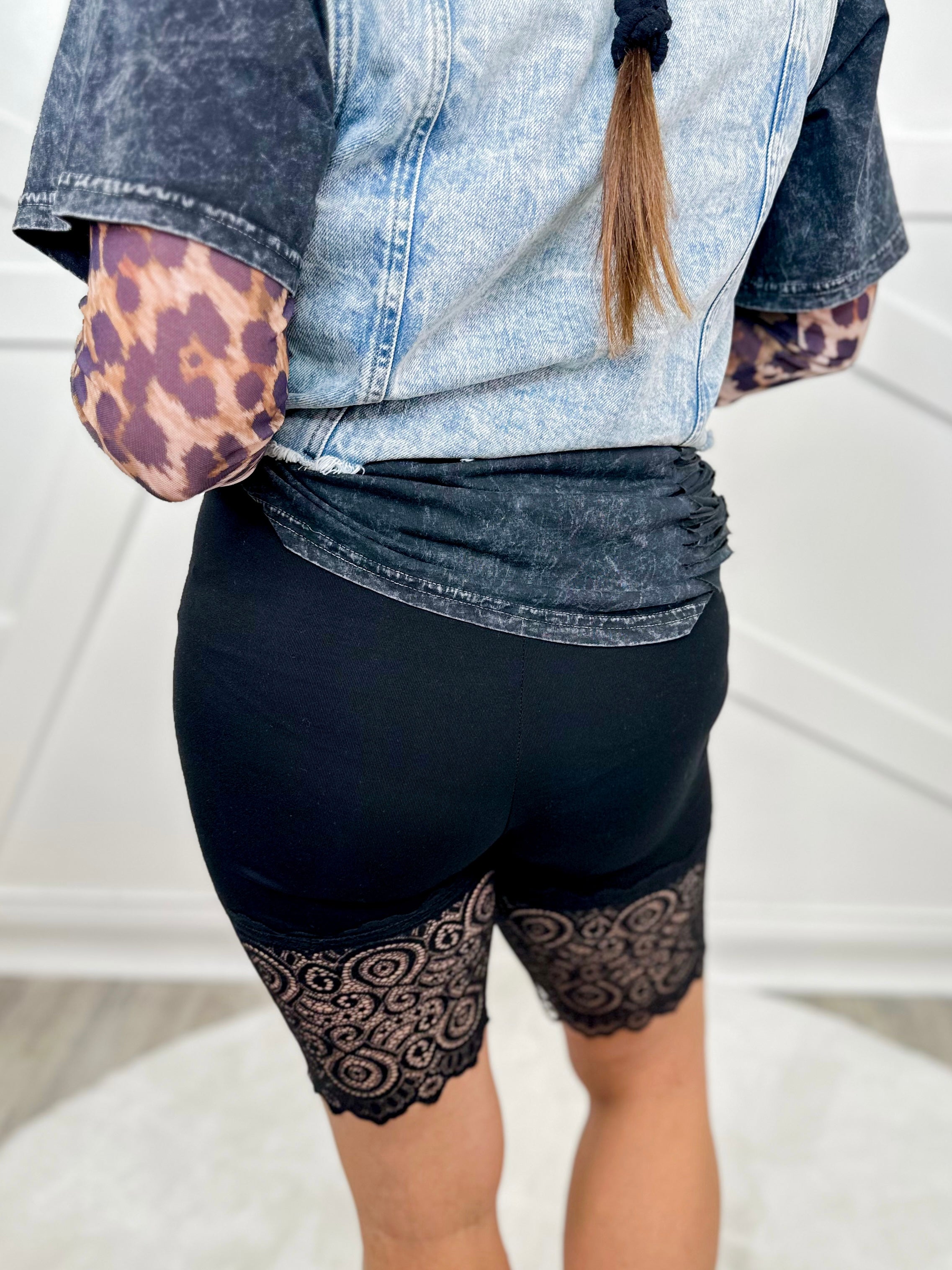 RESTOCK: Current Mood Lace Trim Bike Shorts-160 shorts-VOCAL-Heathered Boho Boutique, Women's Fashion and Accessories in Palmetto, FL