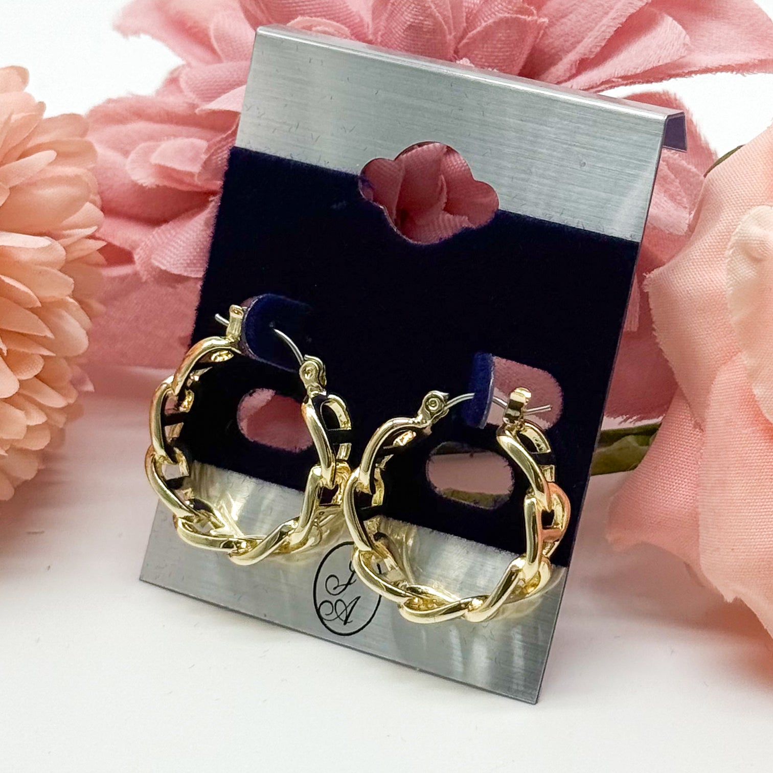 Fancy Link Hoops-310 Jewelry-JOSEPH ANTHONY NY, INC.-Heathered Boho Boutique, Women's Fashion and Accessories in Palmetto, FL