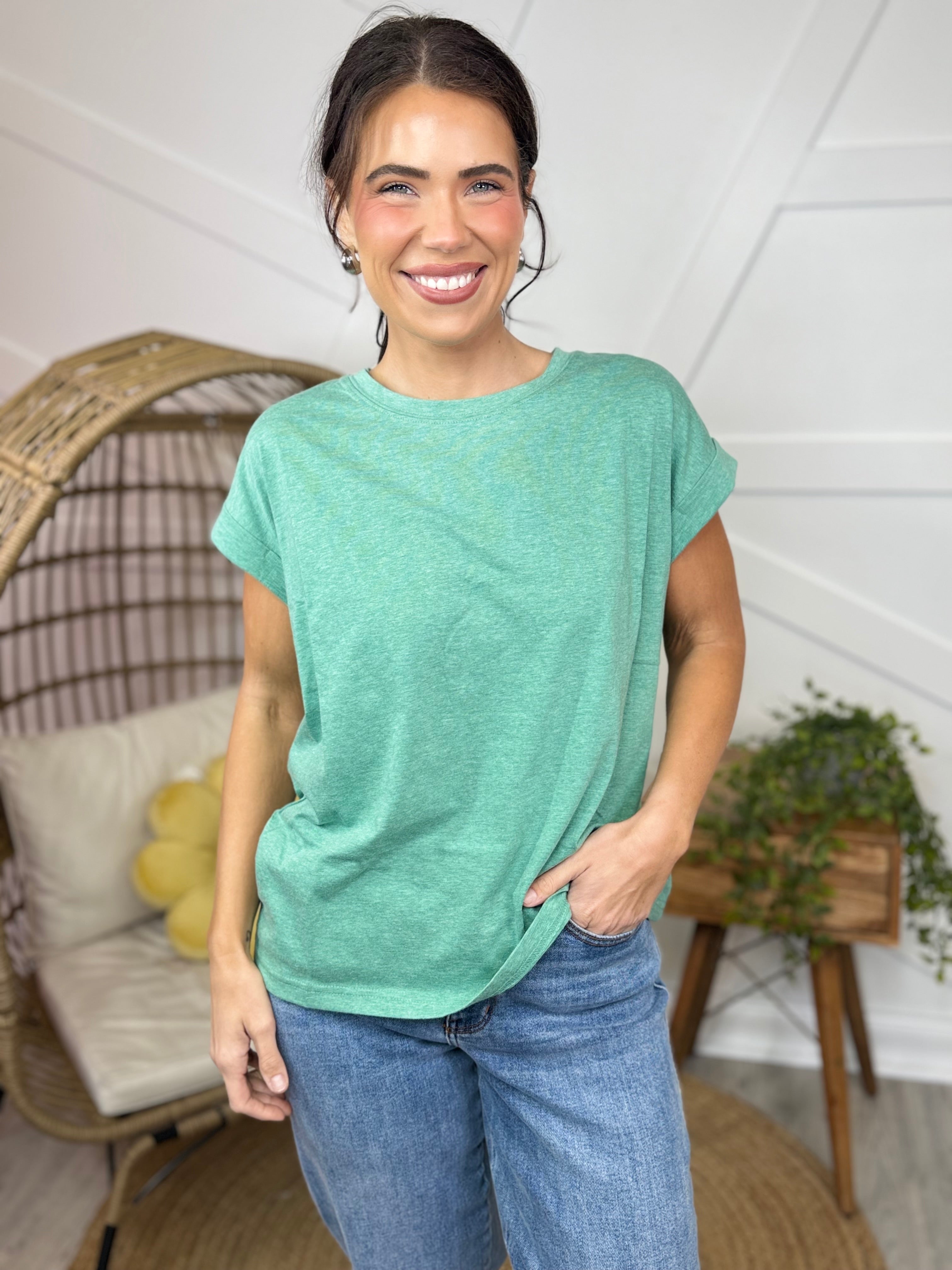 Restock: Everyday Tee-110 SHORT SLEEVE TOP-Zenana-Heathered Boho Boutique, Women's Fashion and Accessories in Palmetto, FL