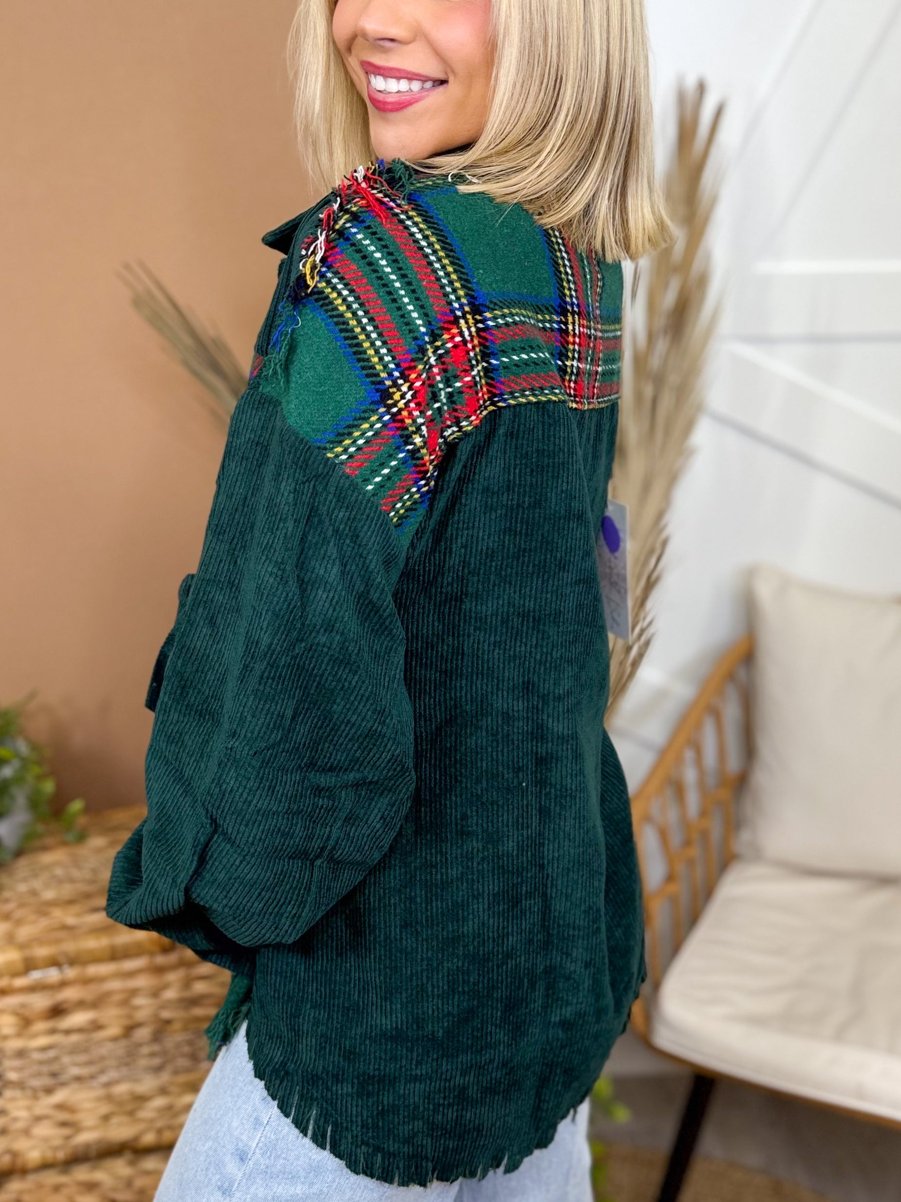 Tartan Shacket (Reg & Curvy)-200 Jackets/Shackets-Jade by Jane-Heathered Boho Boutique, Women's Fashion and Accessories in Palmetto, FL