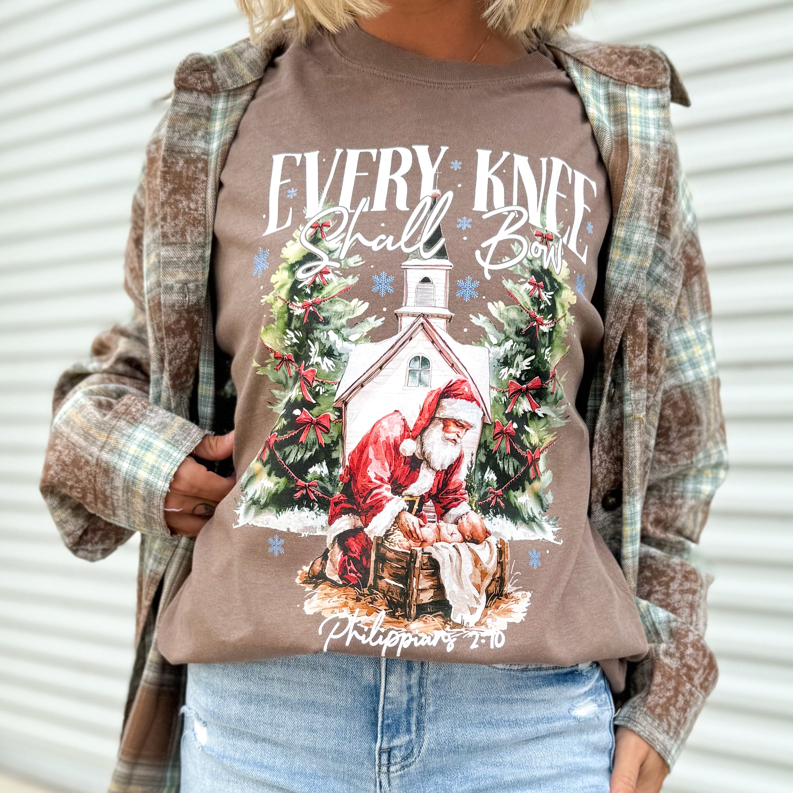 Santa Nativity Graphic Sweatshirt-130 Graphic Tees-Heathered Boho-Heathered Boho Boutique, Women's Fashion and Accessories in Palmetto, FL