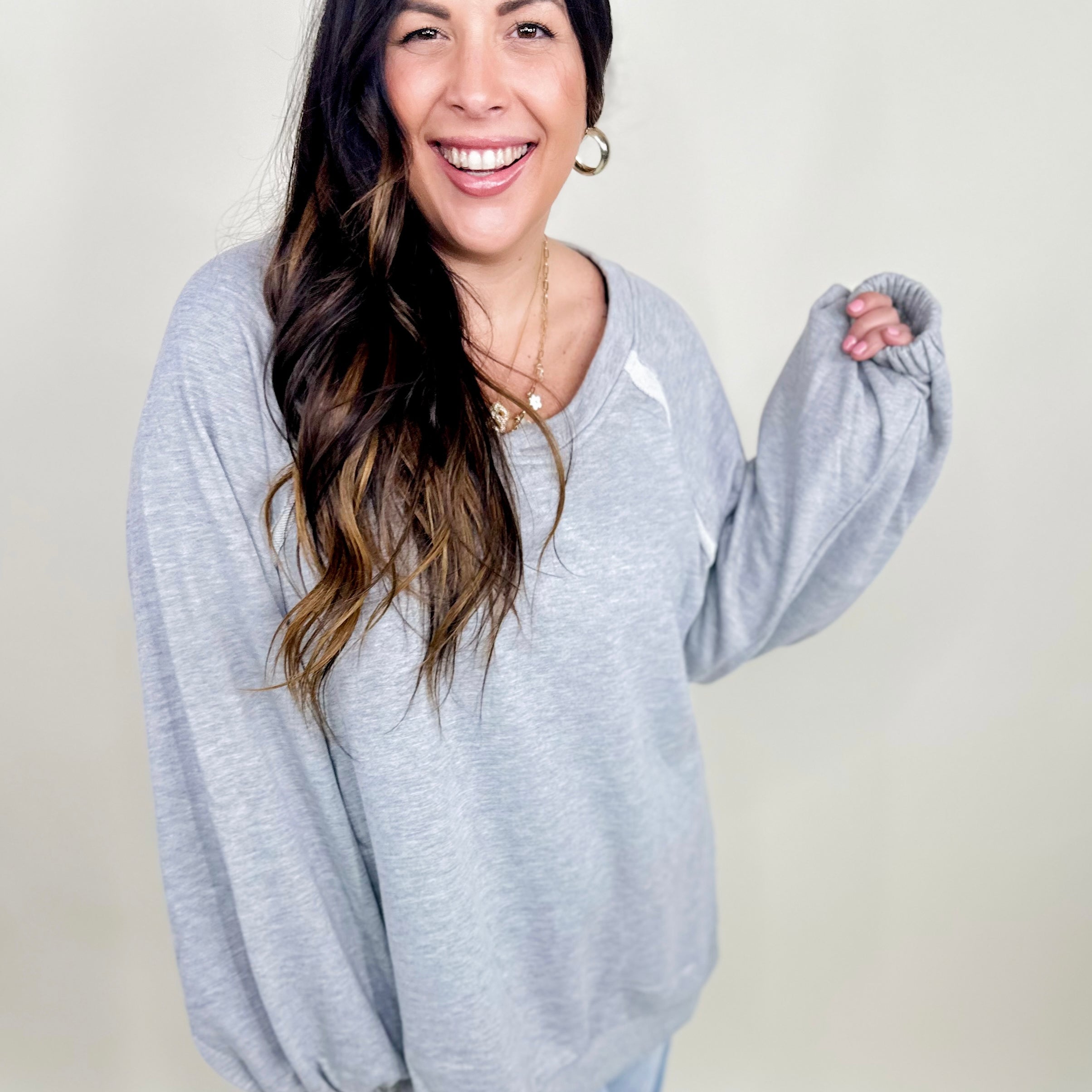 RESTOCK : Got Your Back Long Sleeve Top-120 Long Sleeve Tops-Pol-Heathered Boho Boutique, Women's Fashion and Accessories in Palmetto, FL