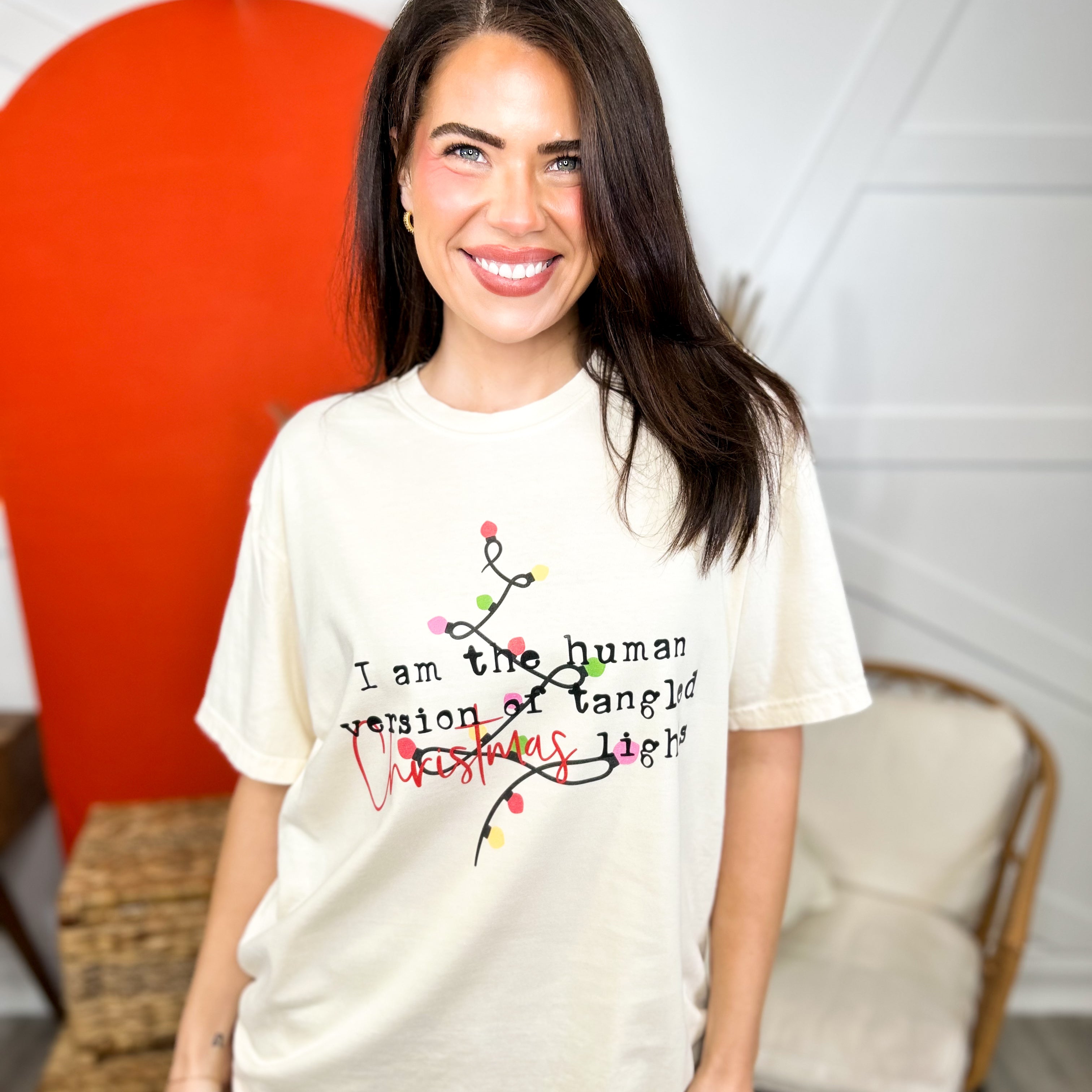 Tangled Lights Graphic Tee-130 Graphic Tees-Heathered Boho-Heathered Boho Boutique, Women's Fashion and Accessories in Palmetto, FL