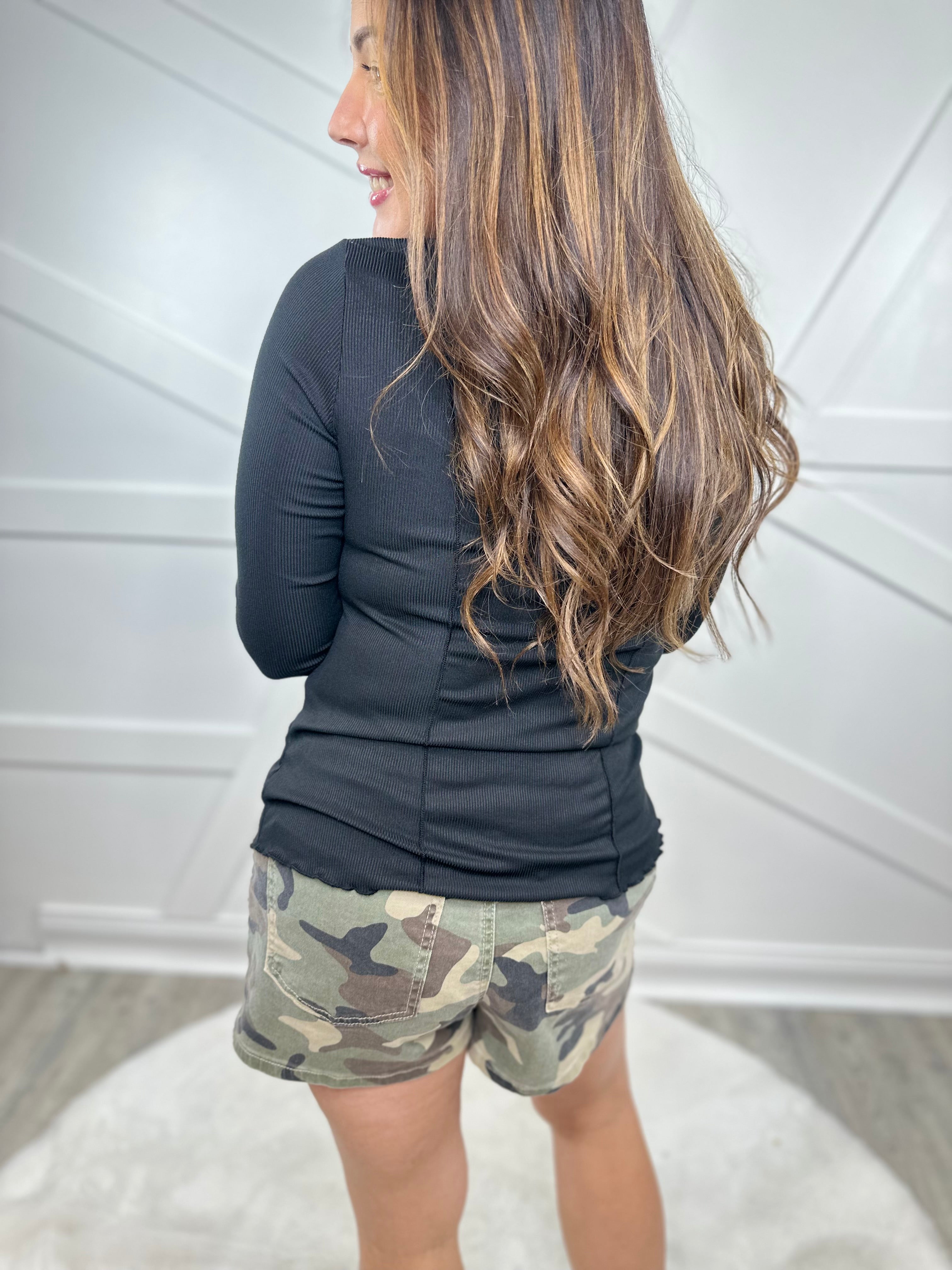 Free Spirit Asymmetrical Top- Black-120 LONG SLEEVE TOPS-7TH RAY-Heathered Boho Boutique, Women's Fashion and Accessories in Palmetto, FL