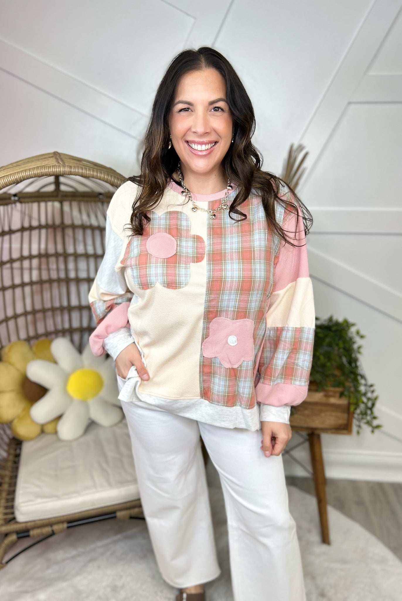 Practical Plaid Top-120 LONG SLEEVE TOPS-HAPTICS-Heathered Boho Boutique, Women's Fashion and Accessories in Palmetto, FL
