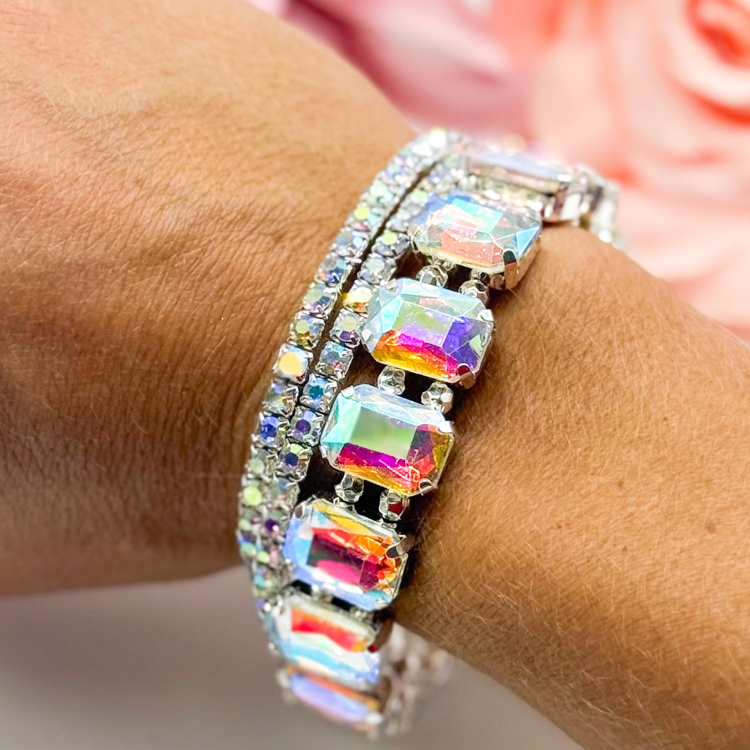 Colored Rhinestone Three Piece Bracelet Set-310 Jewelry-RM Manufacturing-Heathered Boho Boutique, Women's Fashion and Accessories in Palmetto, FL