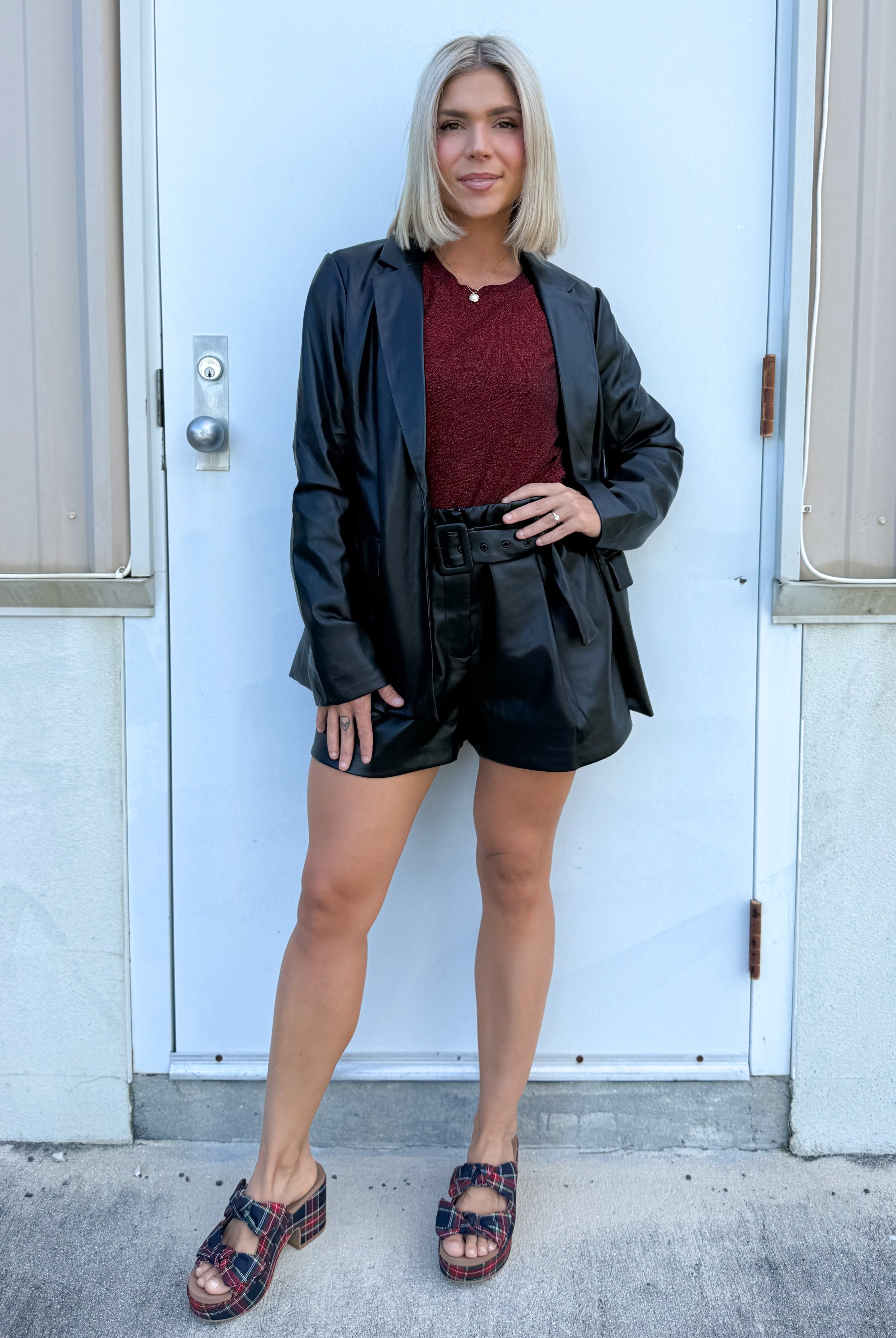 It Factor Leather Blazer-200 JACKETS/SHACKETS-Skies Are Blue-Heathered Boho Boutique, Women's Fashion and Accessories in Palmetto, FL