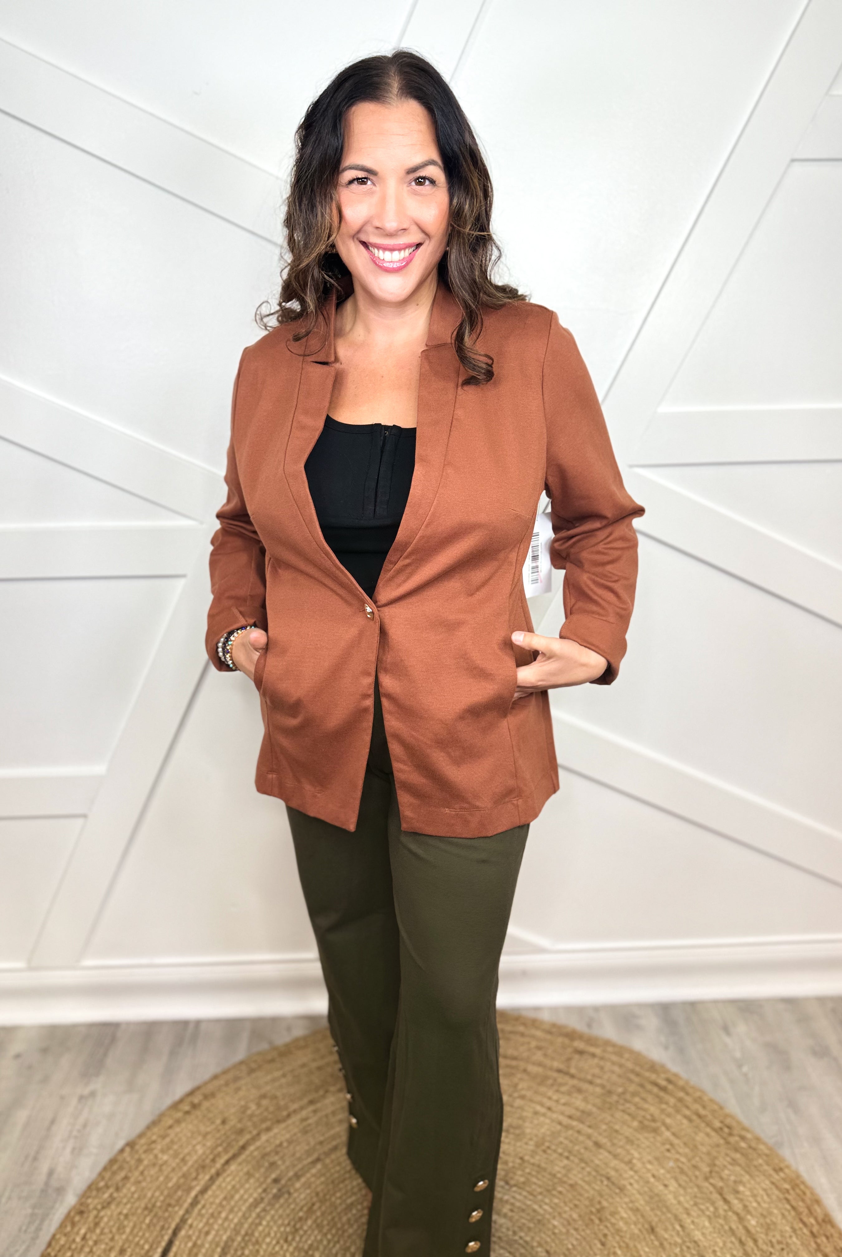 Executive Jacket - Caramel-200 JACKETS/SHACKETS-DEAR SCARLETT-Heathered Boho Boutique, Women's Fashion and Accessories in Palmetto, FL