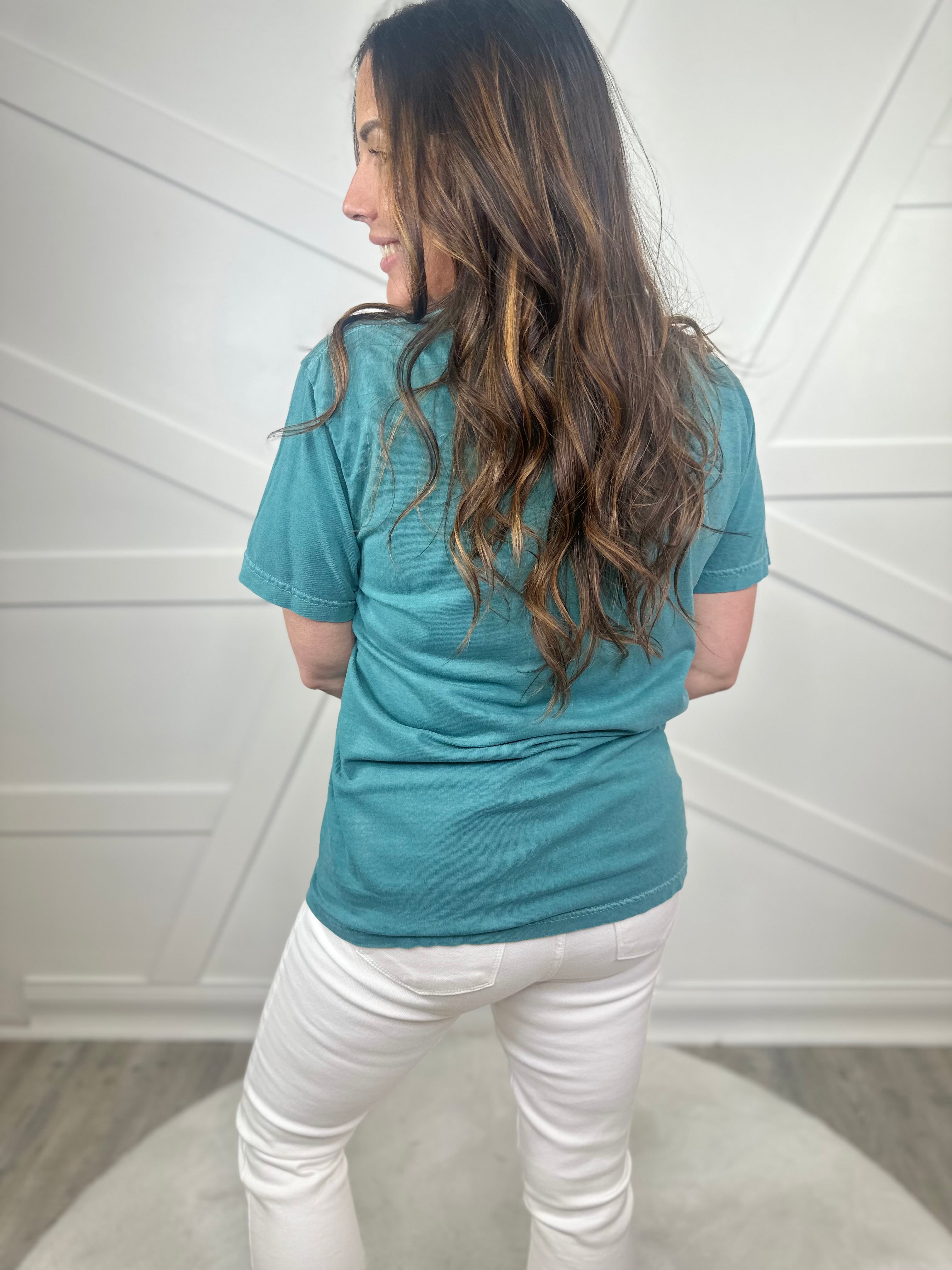 Seahorse Graphic Tee - Emerald-130 Graphic Tees-Heathered Boho-Heathered Boho Boutique, Women's Fashion and Accessories in Palmetto, FL