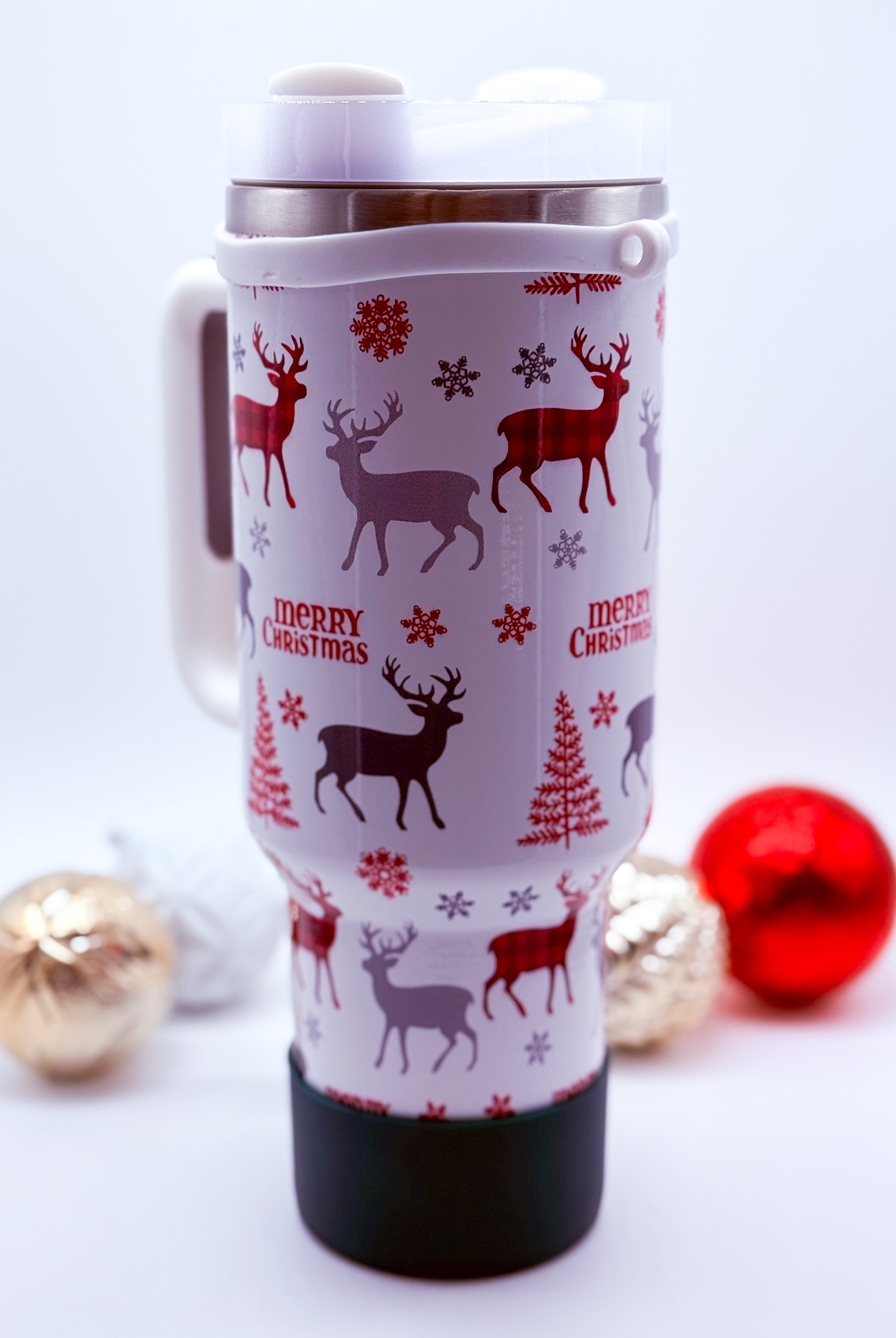 40oz Winter Reindeer Tumbler-340 Other Accessories-Nima Accessories Inc-Heathered Boho Boutique, Women's Fashion and Accessories in Palmetto, FL