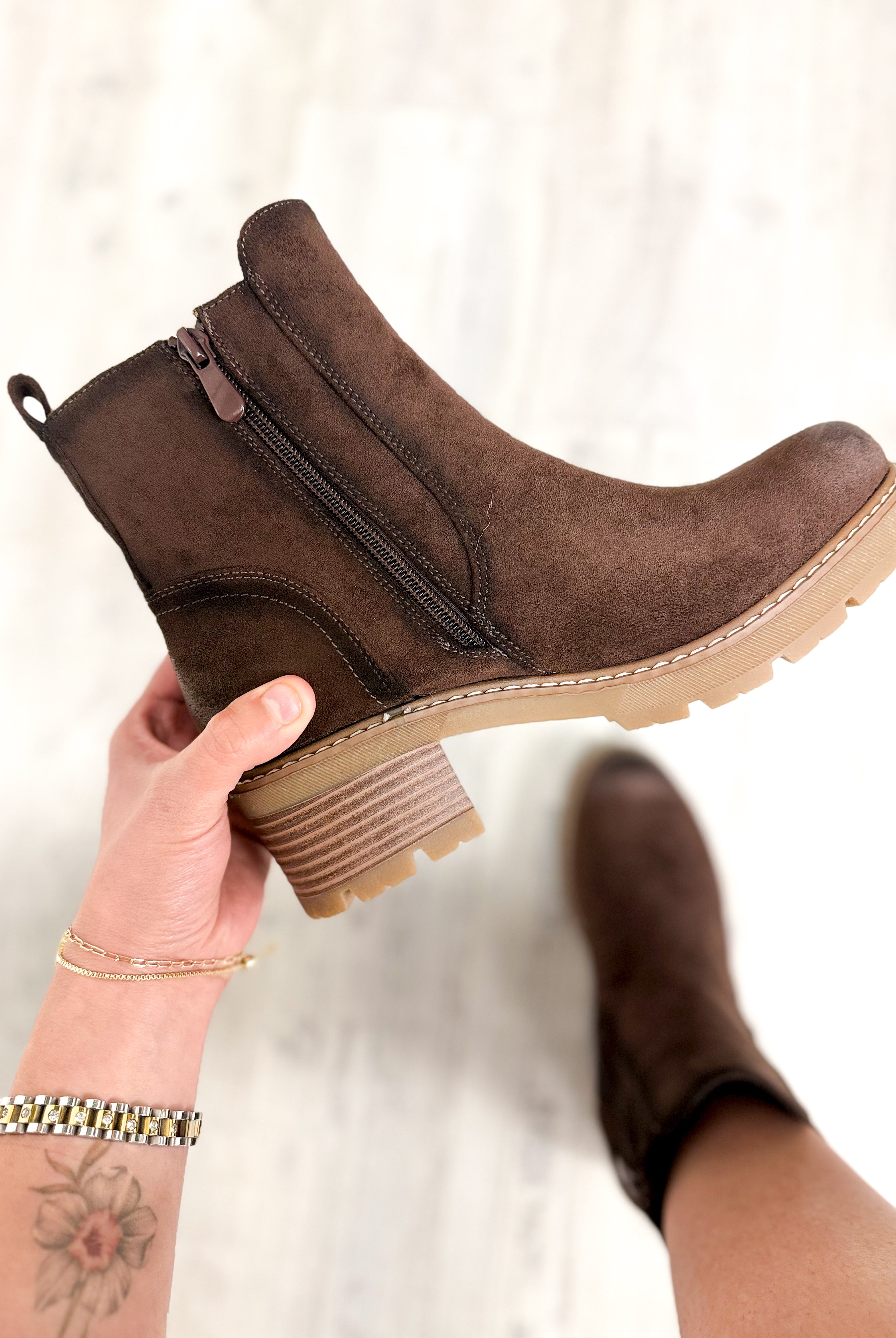 Everlee Boots - Brown Suede-350 SHOES-OLEM SHOE-Heathered Boho Boutique, Women's Fashion and Accessories in Palmetto, FL