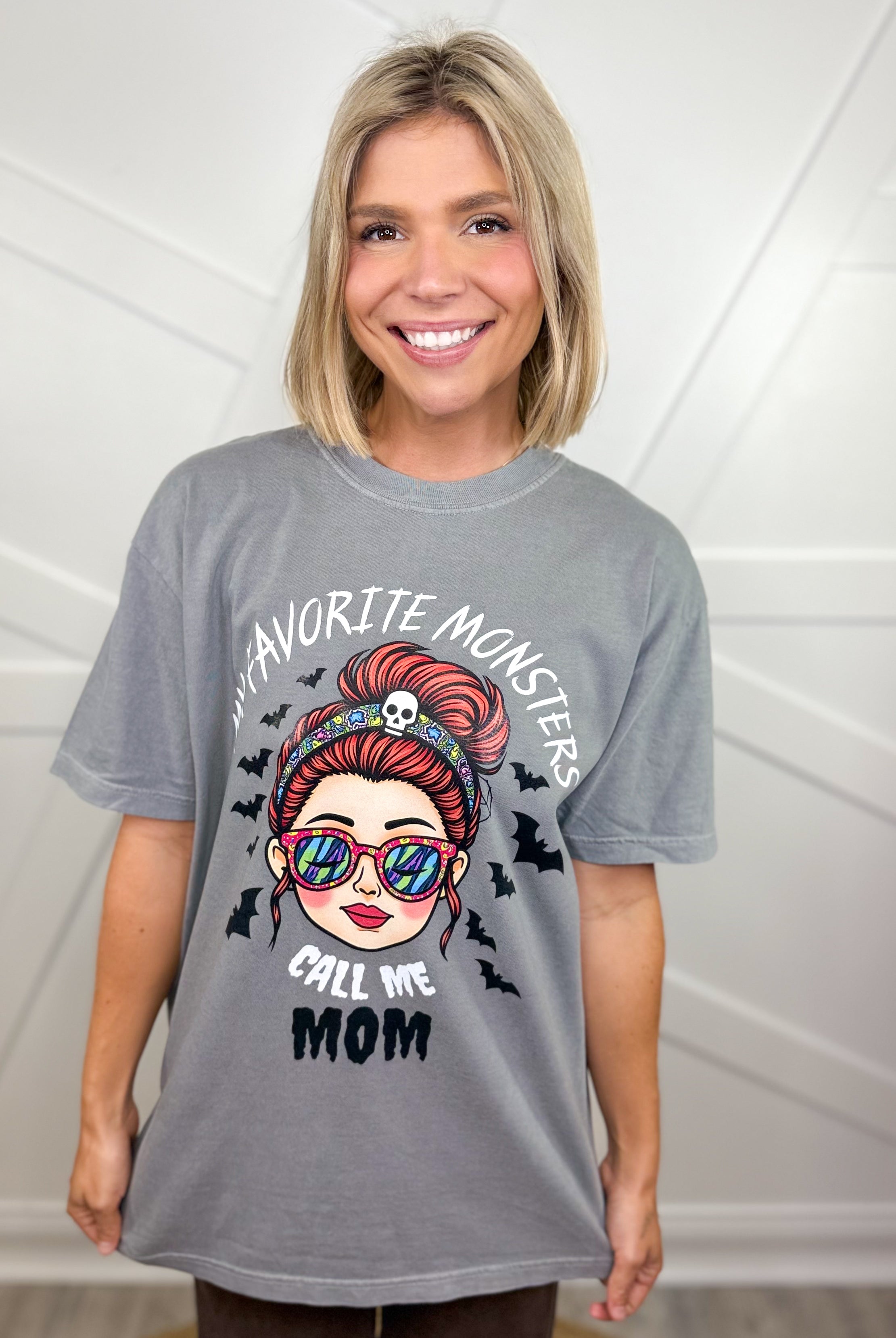 My Favorite Monsters Graphic Tee-130 Graphic Tees-Heathered Boho-Heathered Boho Boutique, Women's Fashion and Accessories in Palmetto, FL