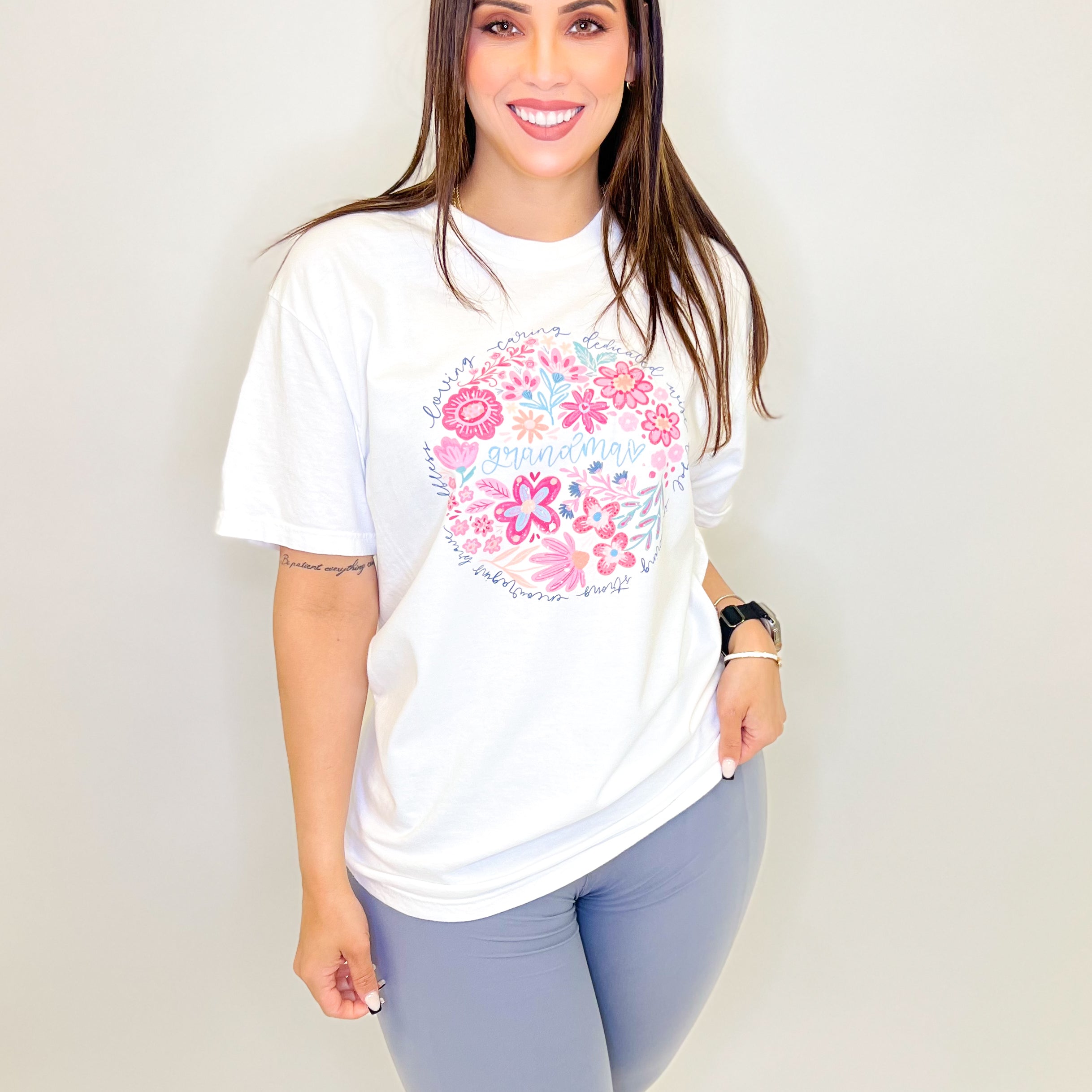 Boho Floral Grandma Graphic Tee-130 Graphic Tees-Heathered Boho-Heathered Boho Boutique, Women's Fashion and Accessories in Palmetto, FL