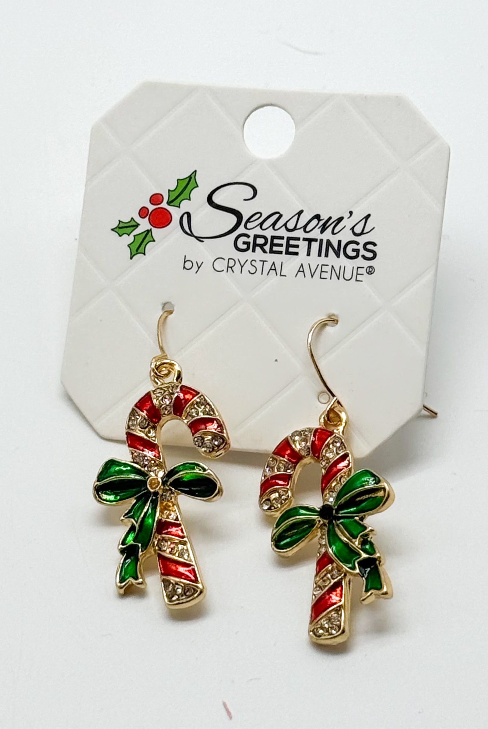 Candy Cane Earrings-310 Jewelry-RM Manufacturing-Heathered Boho Boutique, Women's Fashion and Accessories in Palmetto, FL