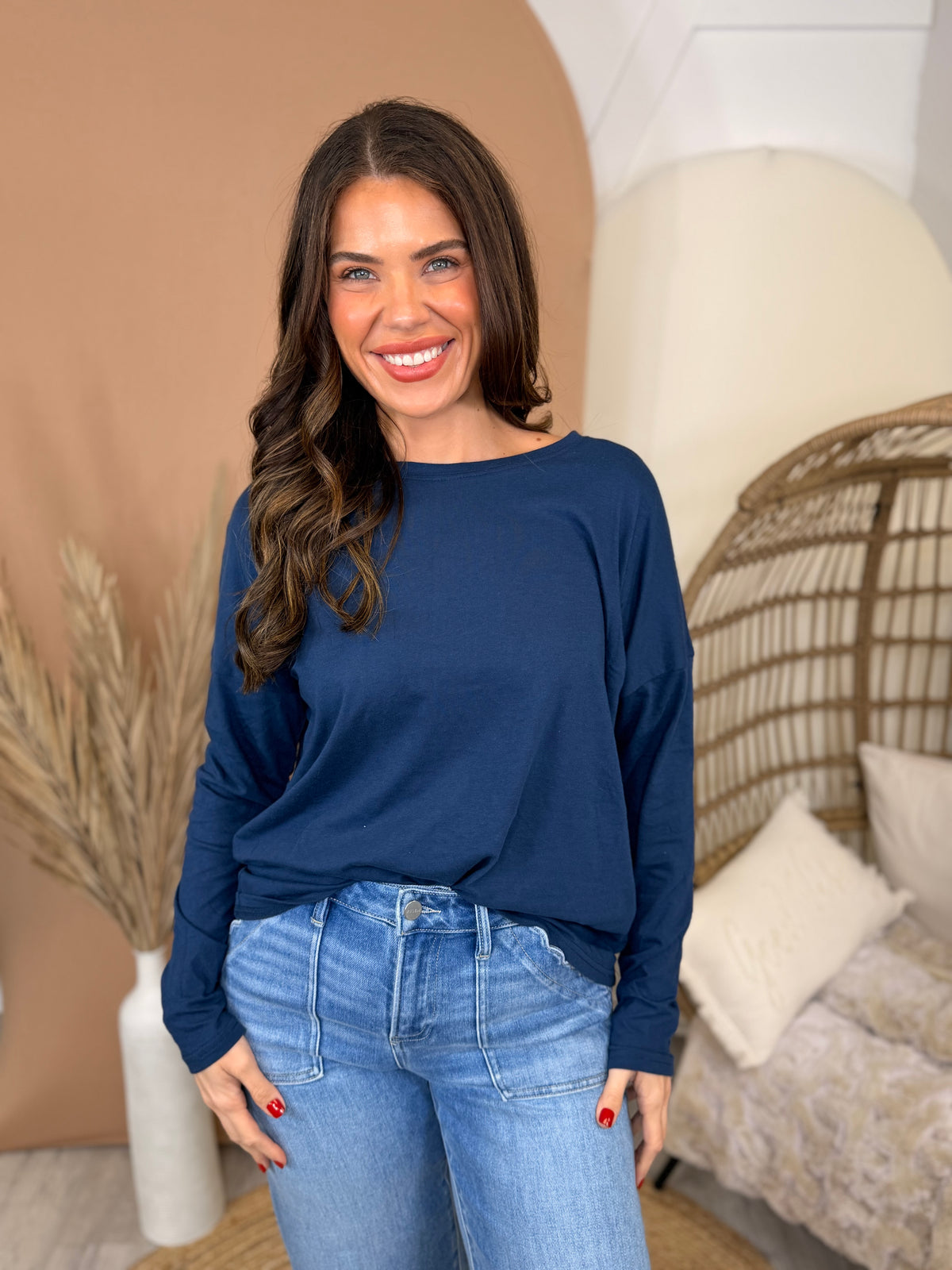 Doorbuster: The Unscripted Long Sleeve Top-120 LONG SLEEVE TOPS-ZENANA-Heathered Boho Boutique, Women's Fashion and Accessories in Palmetto, FL