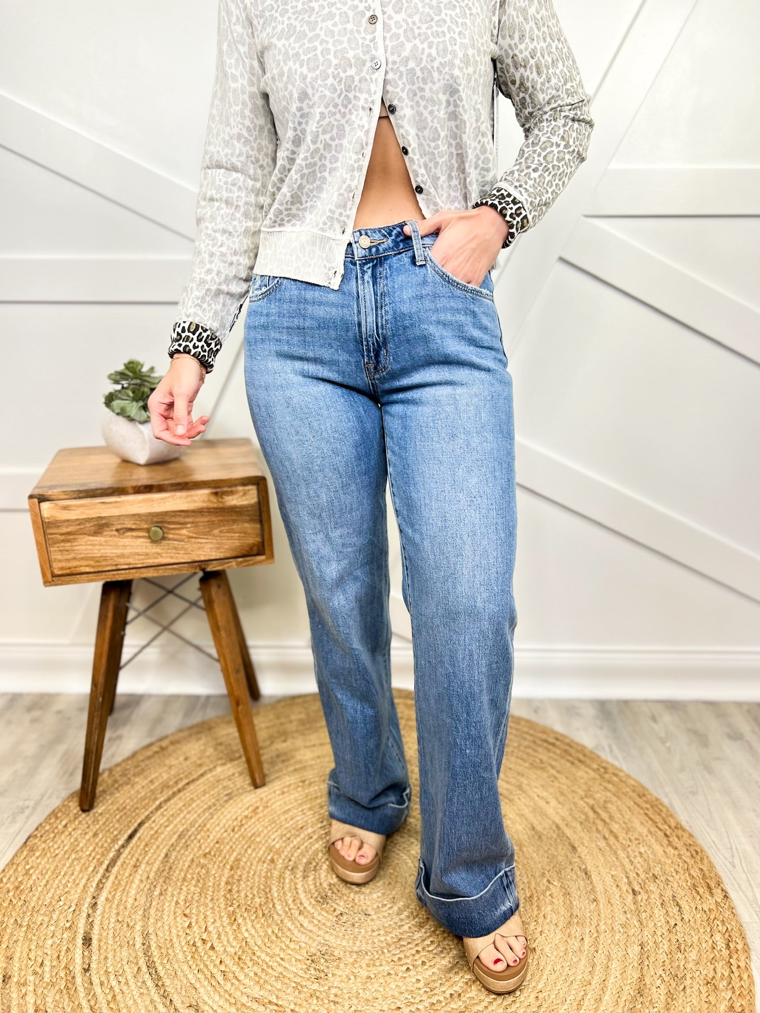 Talk of the Town Wide Leg Jeans by Vervet-190 Jeans-Vervet-Heathered Boho Boutique, Women's Fashion and Accessories in Palmetto, FL