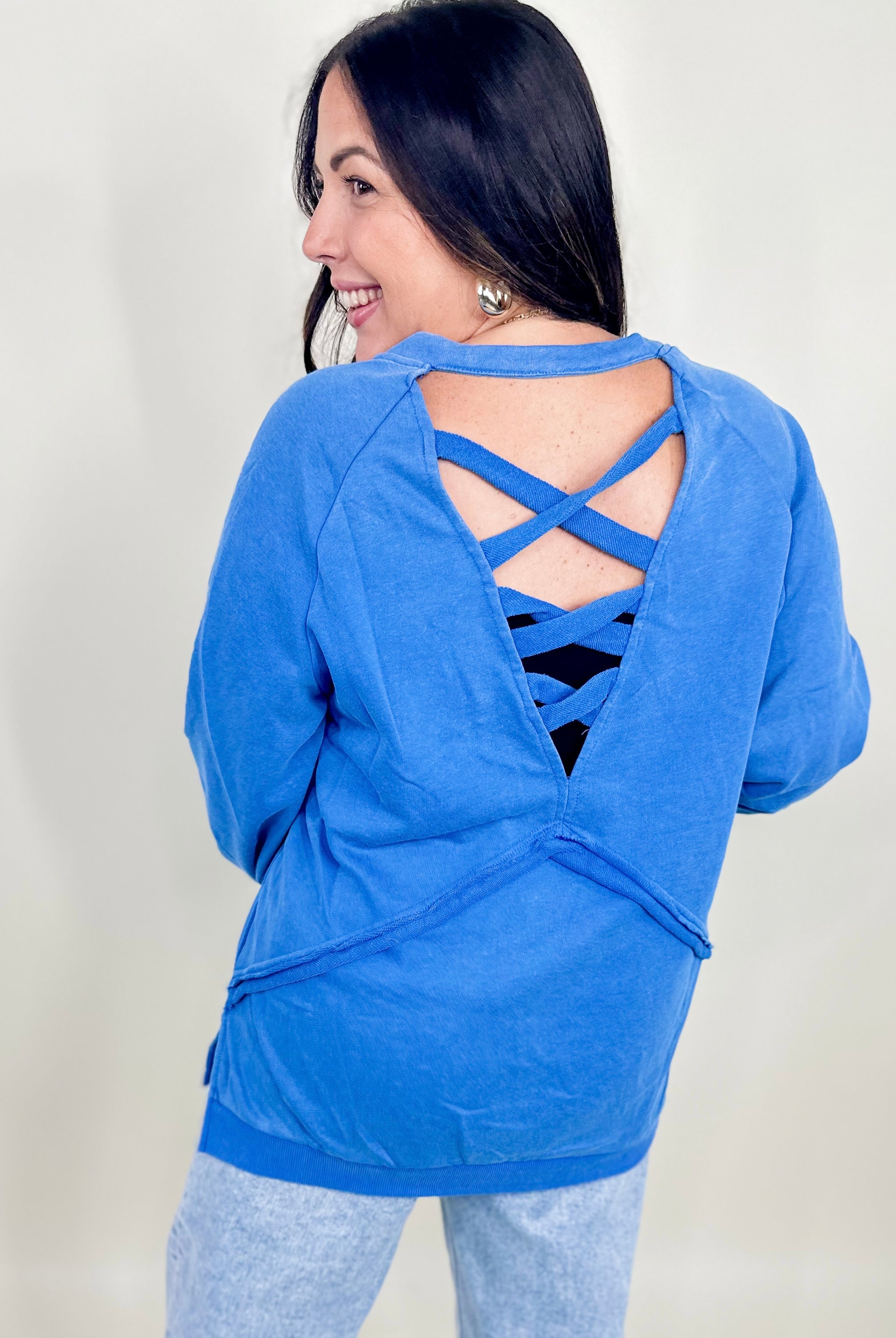 RESTOCK : Got Your Back Long Sleeve Top-120 Long Sleeve Tops-Pol-Heathered Boho Boutique, Women's Fashion and Accessories in Palmetto, FL