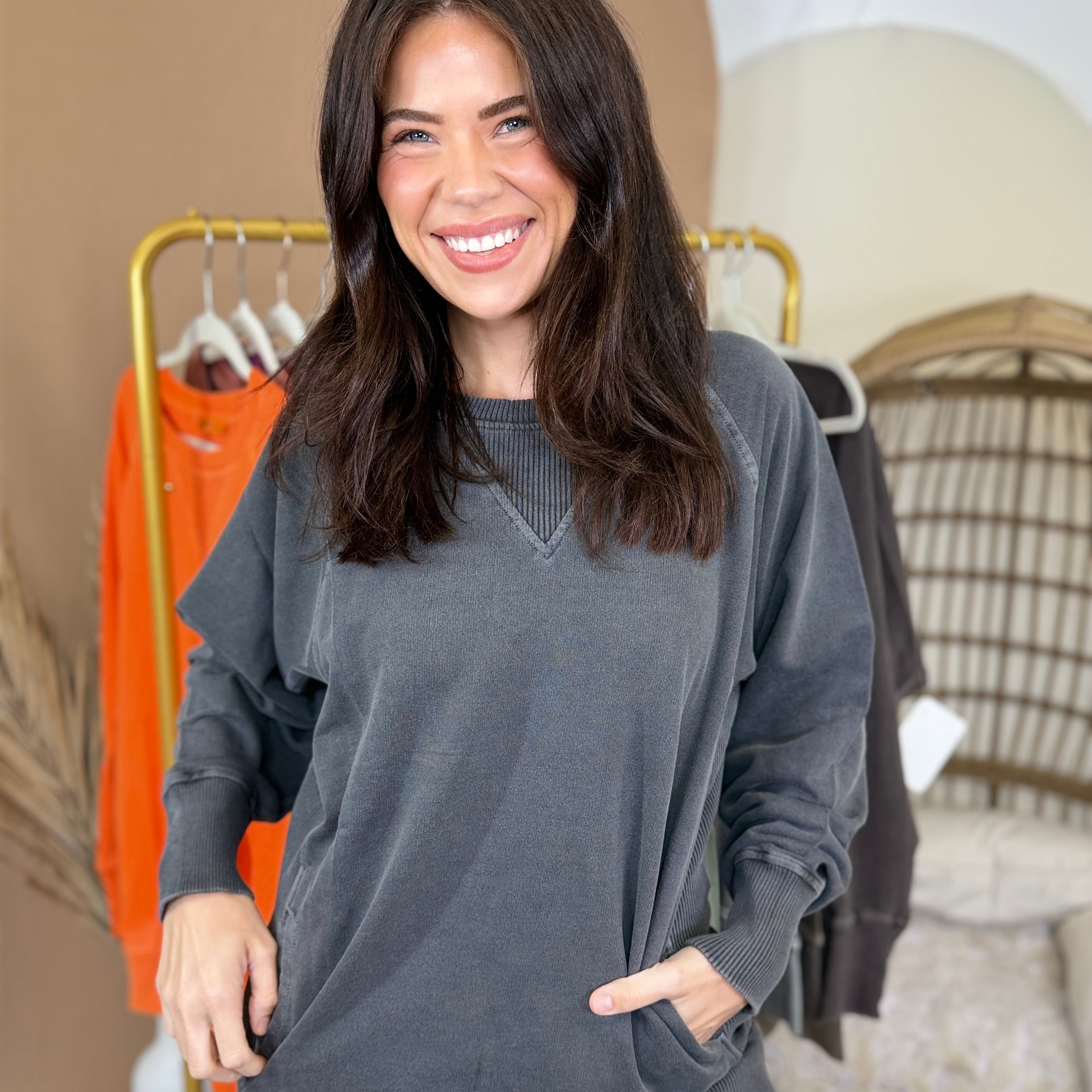 Easy Does It Pullover-125 SWEATER-ZENANA-Heathered Boho Boutique, Women's Fashion and Accessories in Palmetto, FL