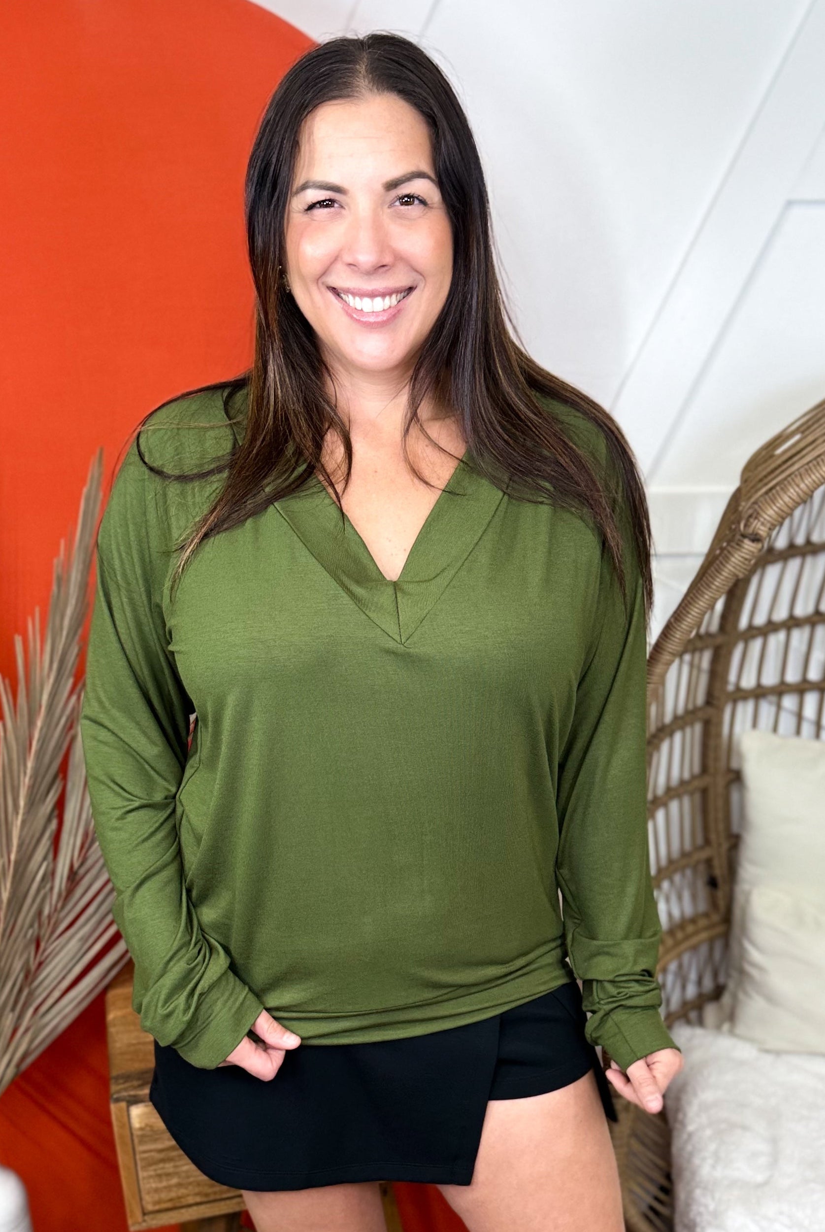 Bestie Long Sleeve Top - Olive-120 LONG SLEEVE TOPS-Timeless Threads-Heathered Boho Boutique, Women's Fashion and Accessories in Palmetto, FL