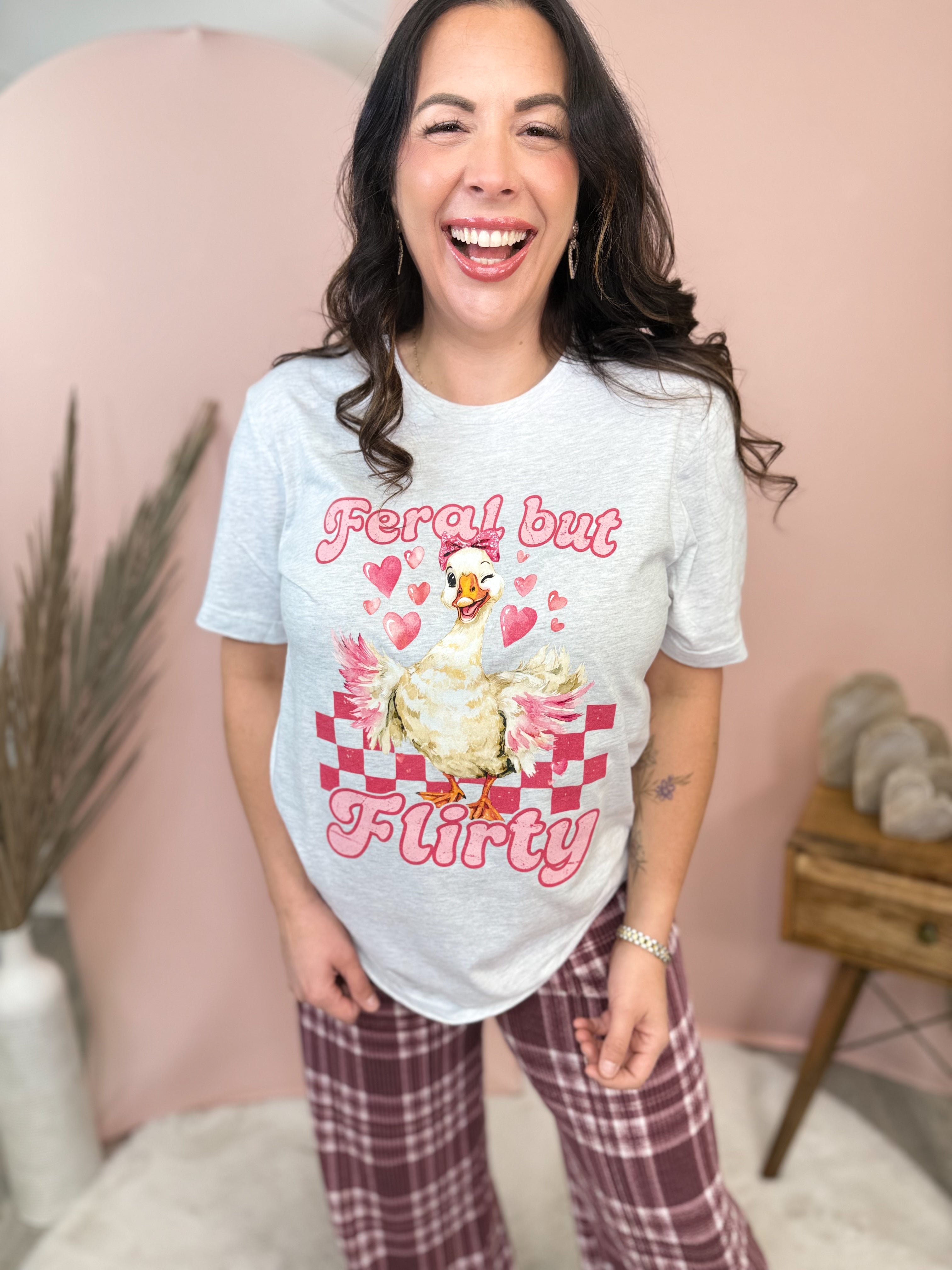 Feral But Flirty Graphic Tee-130 Graphic Tees-Heathered Boho-Heathered Boho Boutique, Women's Fashion and Accessories in Palmetto, FL
