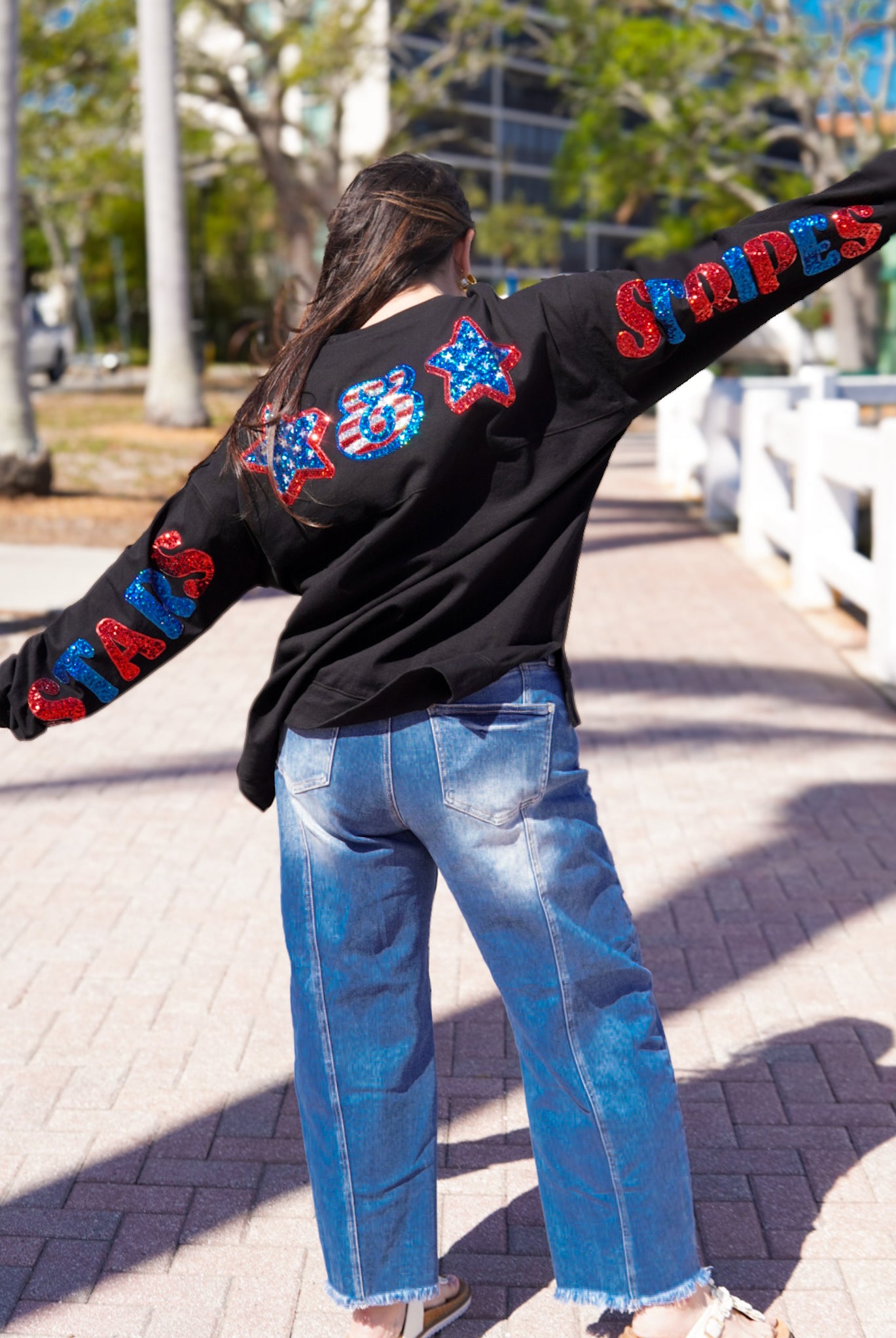 Red White and Boho Spirit Jersey Long Sleeve-120 Long Sleeve Tops-Fantastic Fawn-Heathered Boho Boutique, Women's Fashion and Accessories in Palmetto, FL