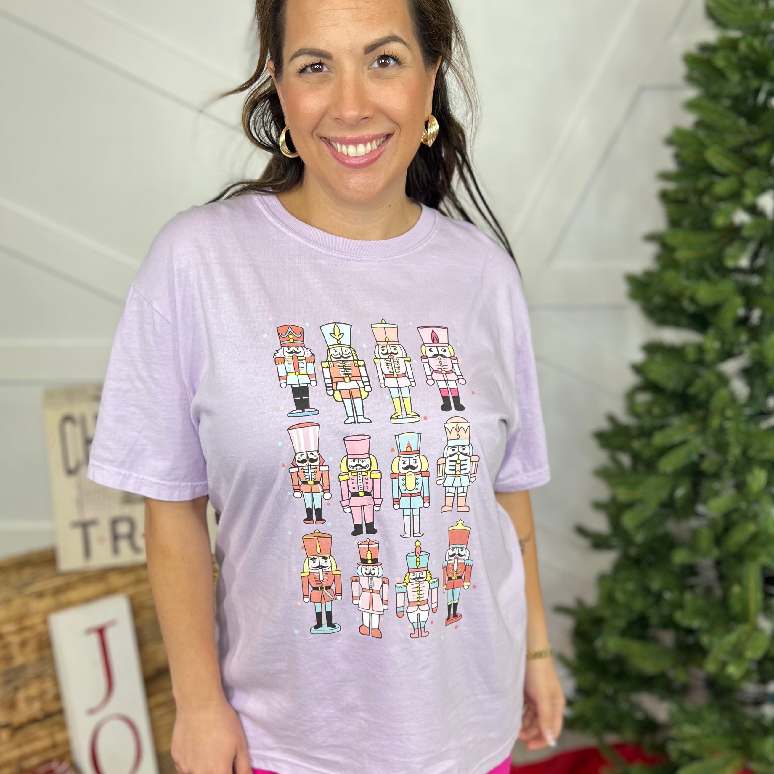 Multi Christmas Nutcracker Graphic Tee-130 Graphic Tees-Heathered Boho-Heathered Boho Boutique, Women's Fashion and Accessories in Palmetto, FL