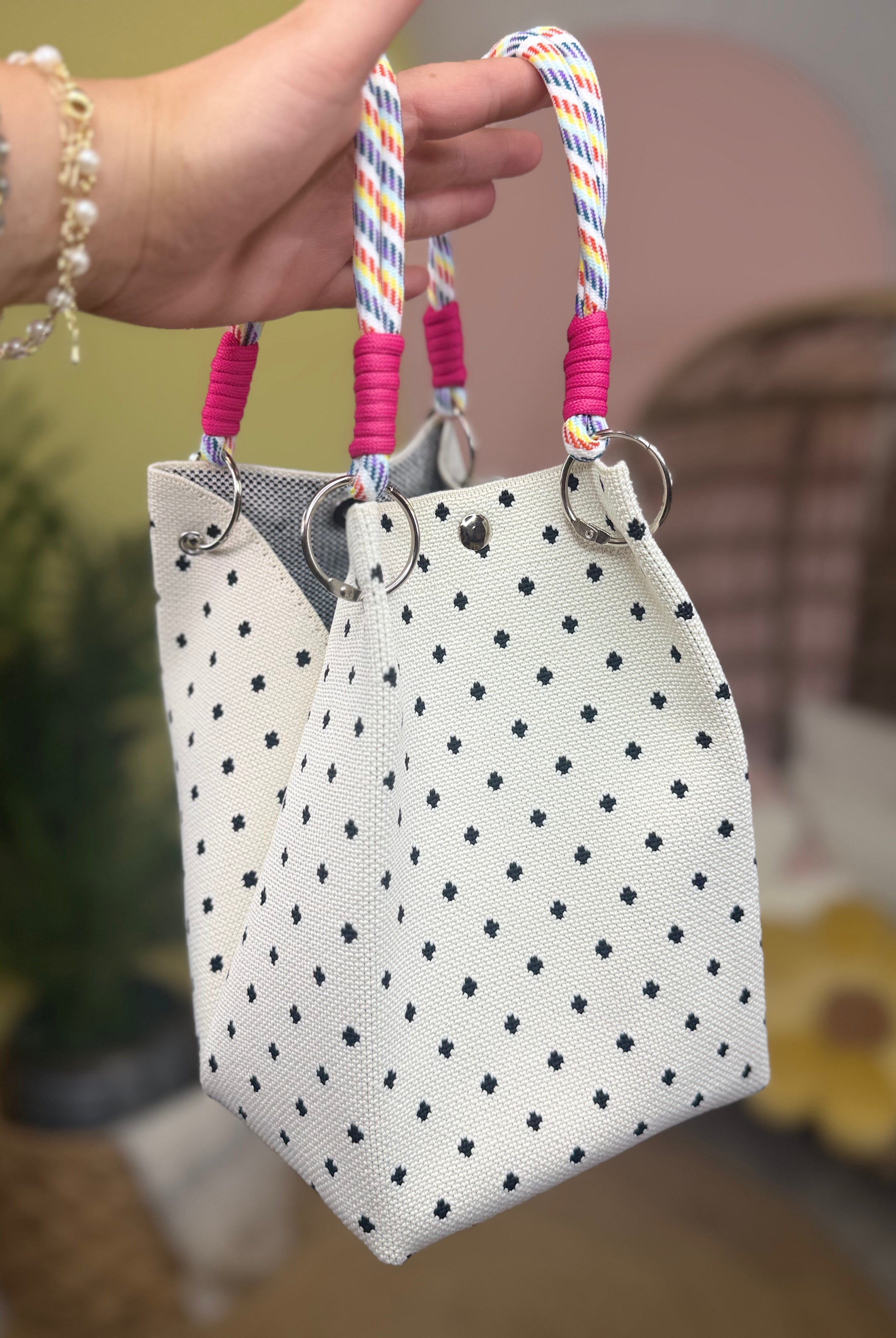 Dotted Up Bucket Bag-320 Bags-Zenana-Heathered Boho Boutique, Women's Fashion and Accessories in Palmetto, FL
